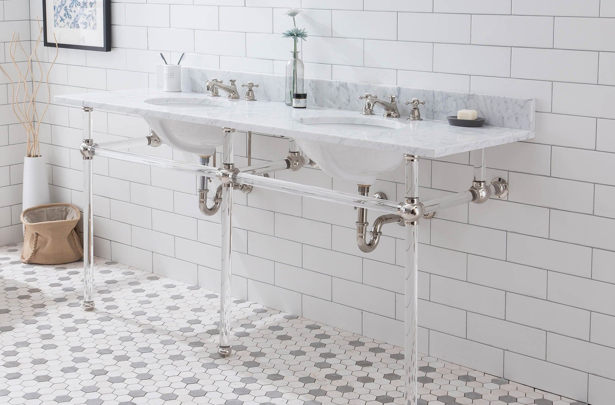 Empire 72 Inch Wide Double Wash Stand and P-Trap included in Polished Nickel (PVD) Finish