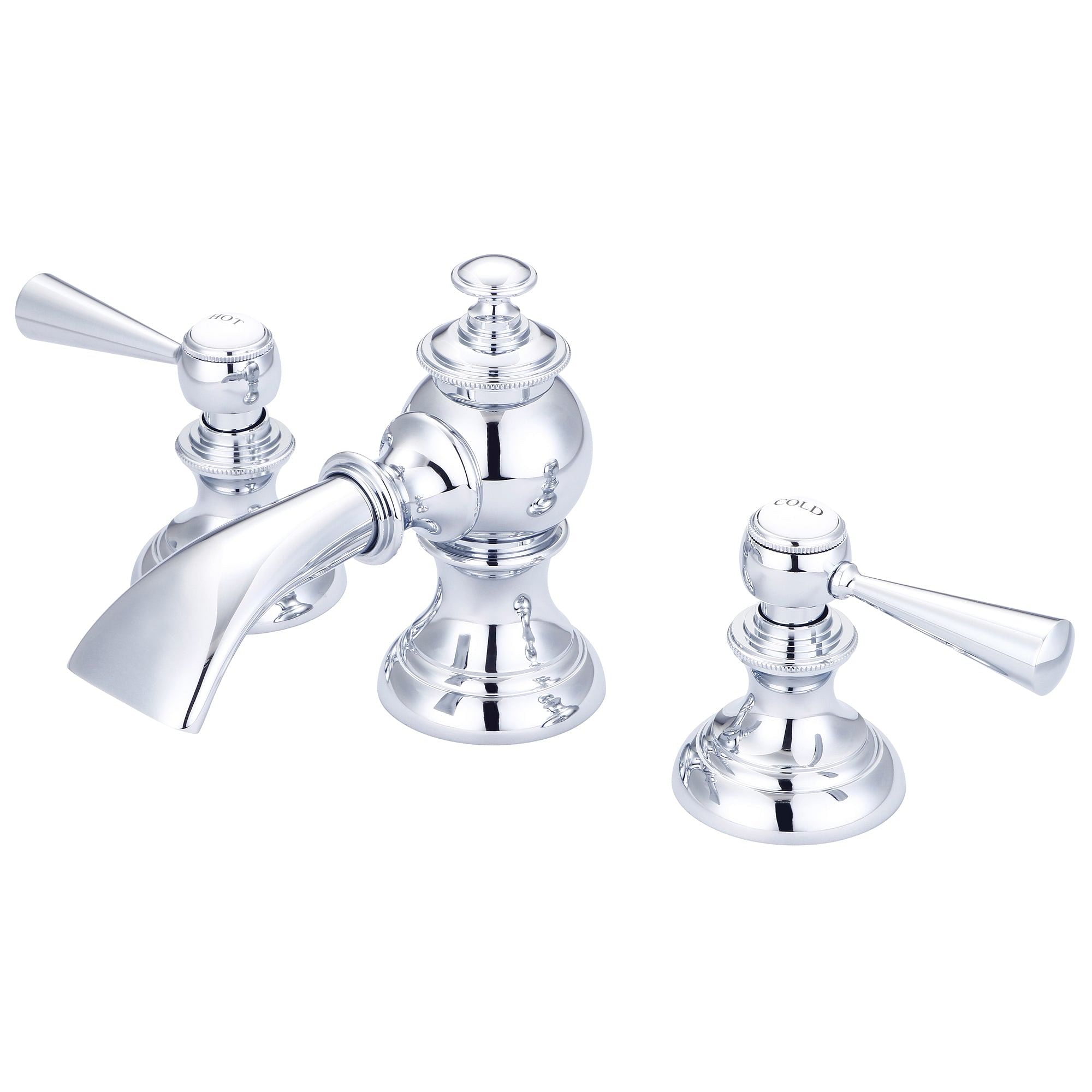 Modern Classic Widespread Lavatory Faucets With Pop-Up Drain in Chrome Finish With Torch Lever Handles
