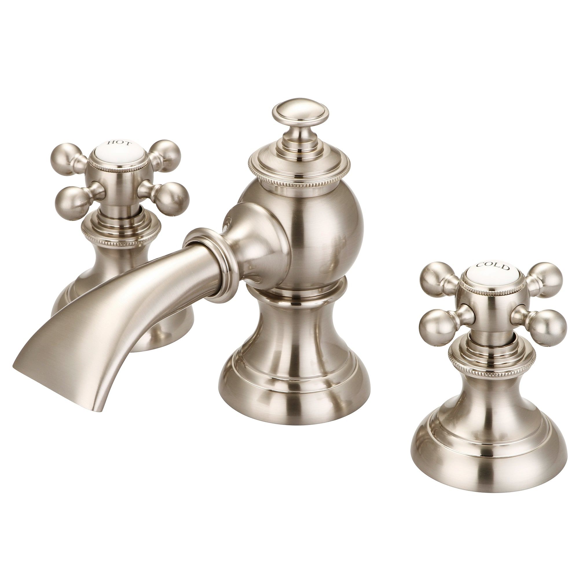 Modern Classic Widespread Lavatory Faucets With Pop-Up Drain in Brushed Nickel Finish With Metal Lever Handles