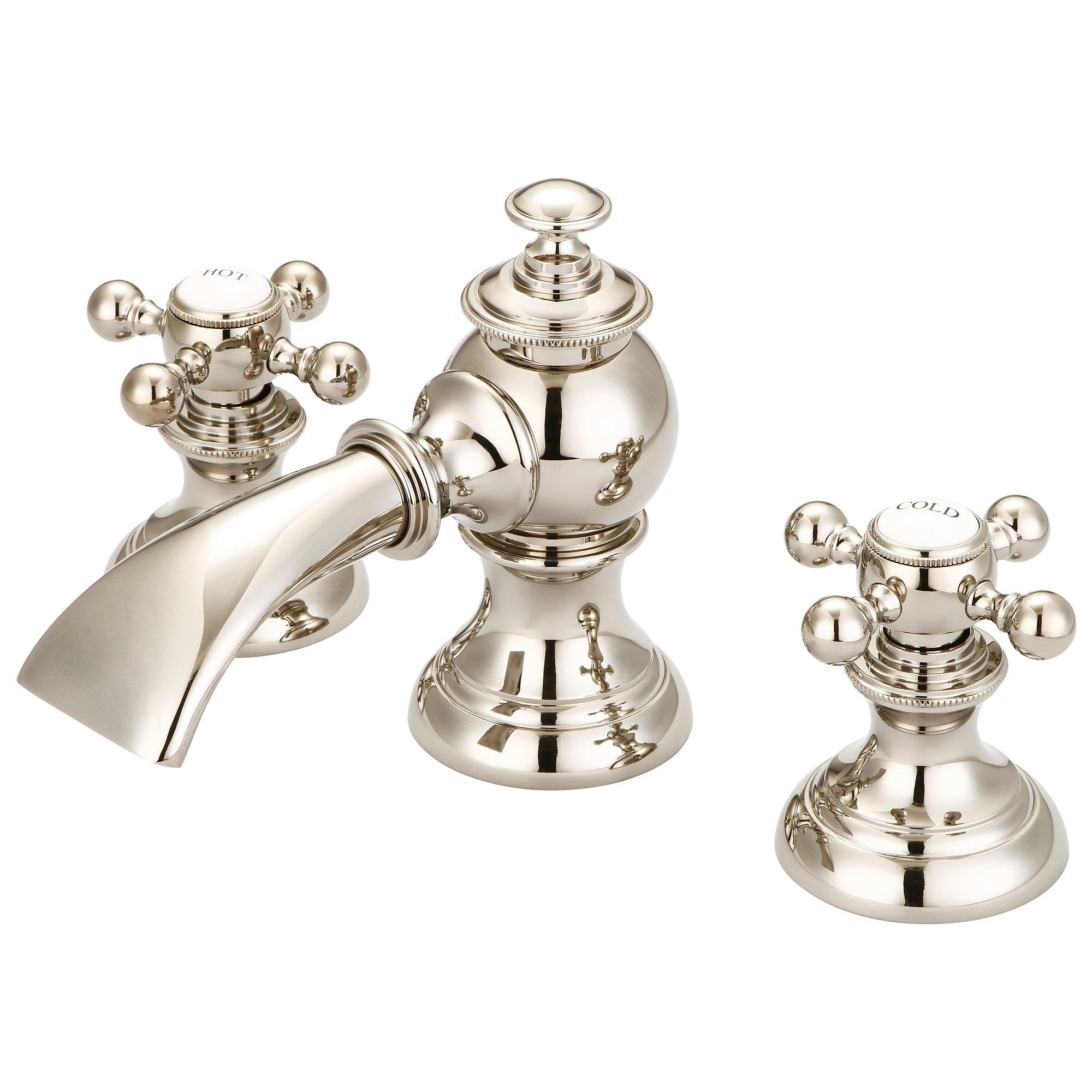 Modern Classic Widespread Lavatory Faucets With Pop-Up Drain in Polished Nickel (PVD) Finish With Metal Lever Handles