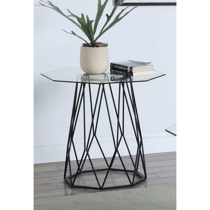 Growder Glass Top End Table in White