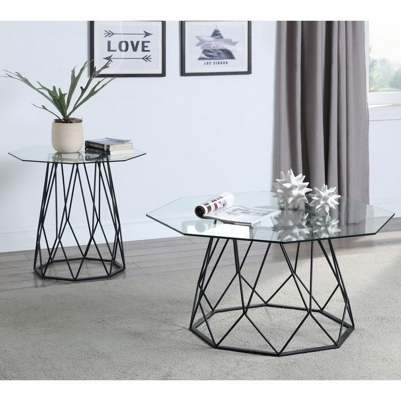 Growder Glass Top End Table in White