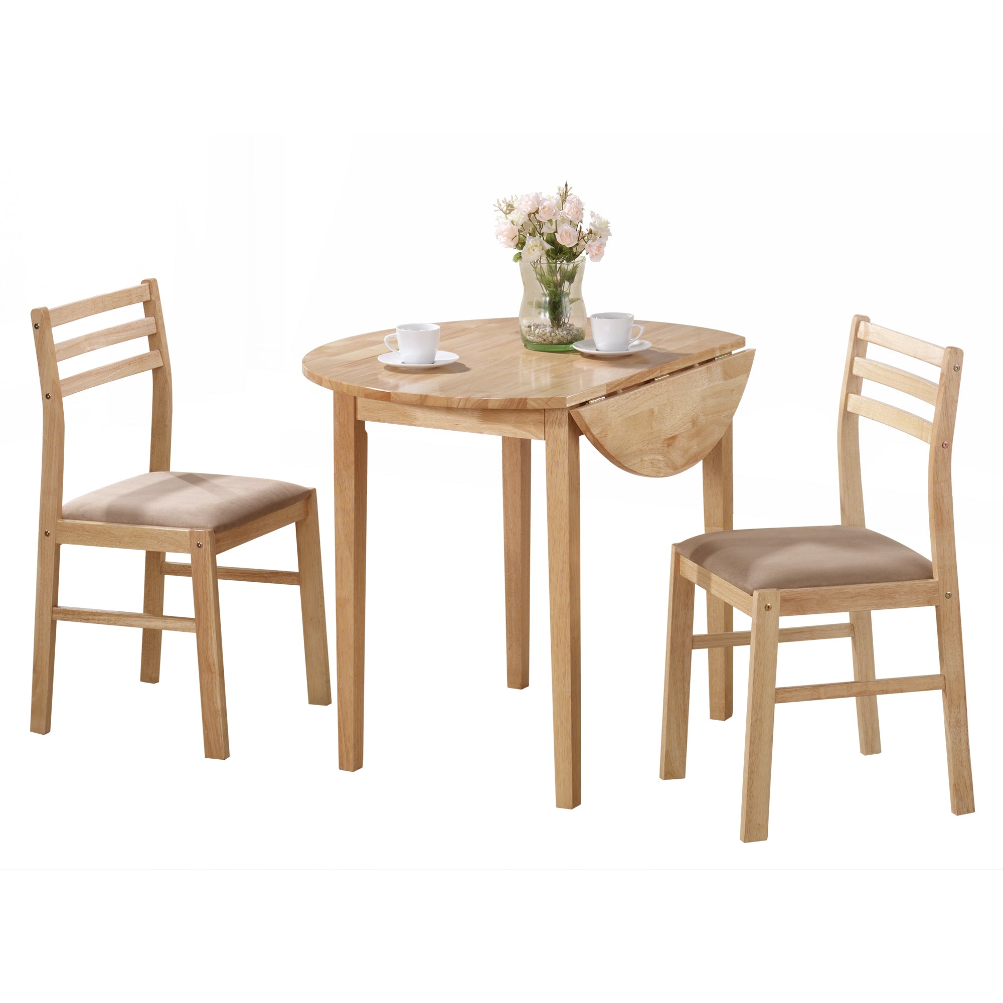 Dining Set - 3Pcs Set / Natural With A 36Dia Drop Leaf
