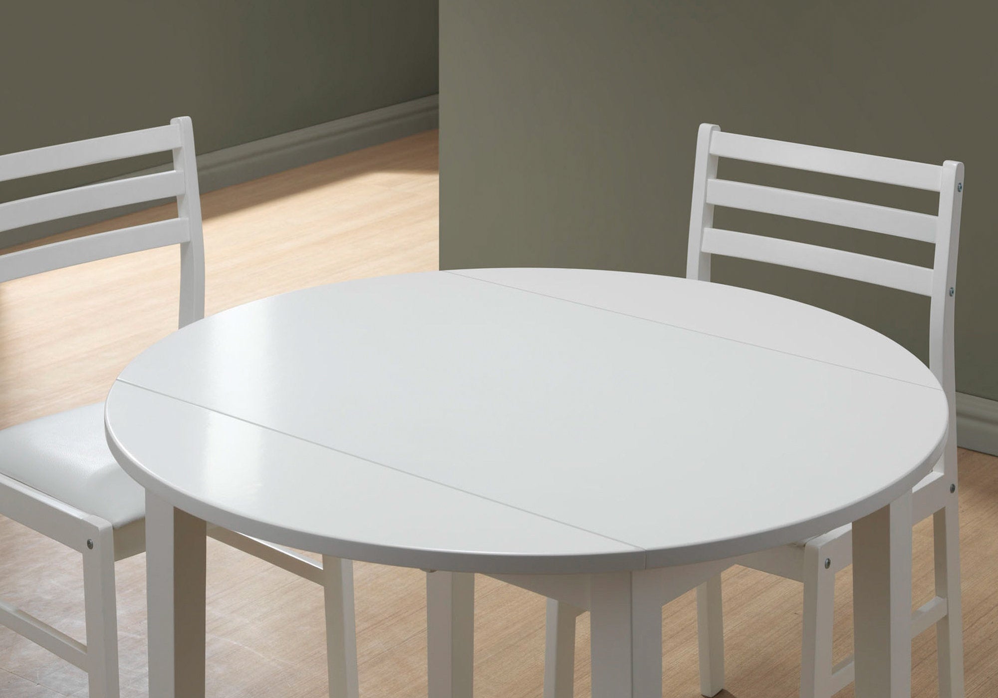Dining Set - 3Pcs Set / White With A 36Dia Drop Leaf