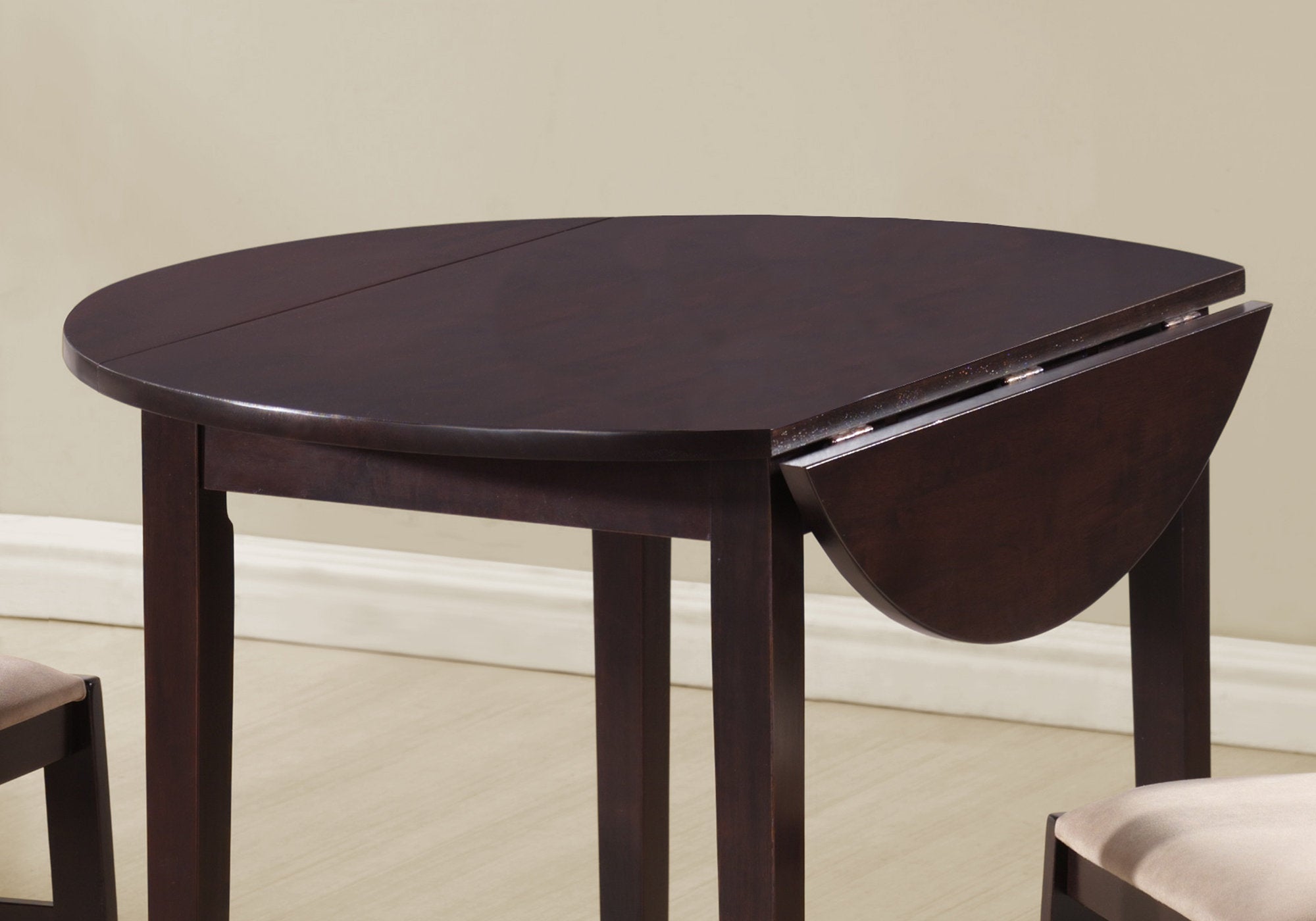 Dining Set - 3Pcs Set / 36Dia / Espresso W/ Drop Leaf