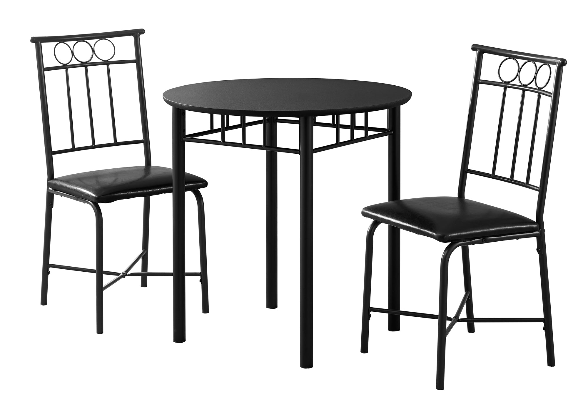 Dining Set - 3Pcs Set / Black Metal And Top