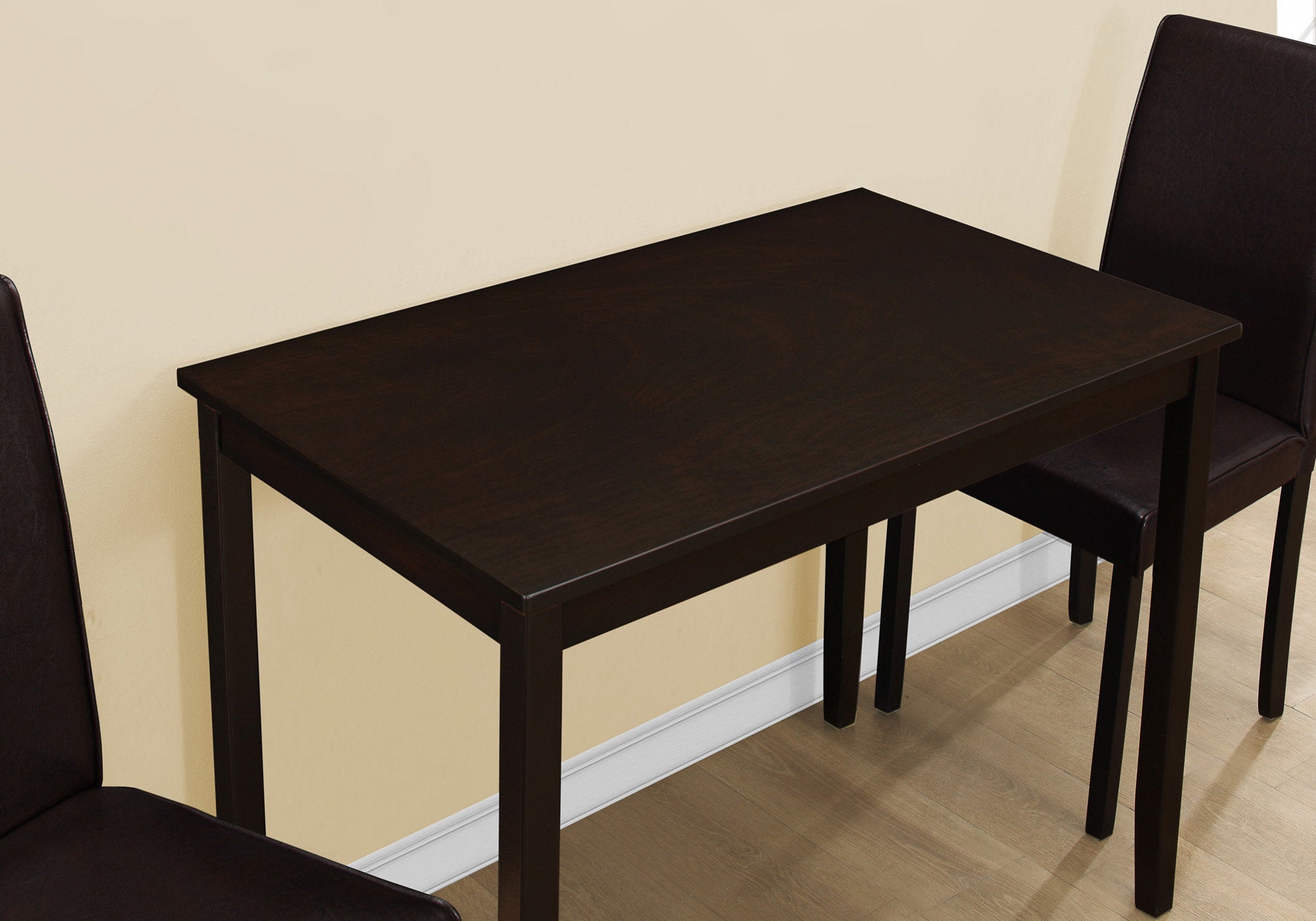 Dining Set - 3Pcs Set / Espresso / Brown Parson Chairs