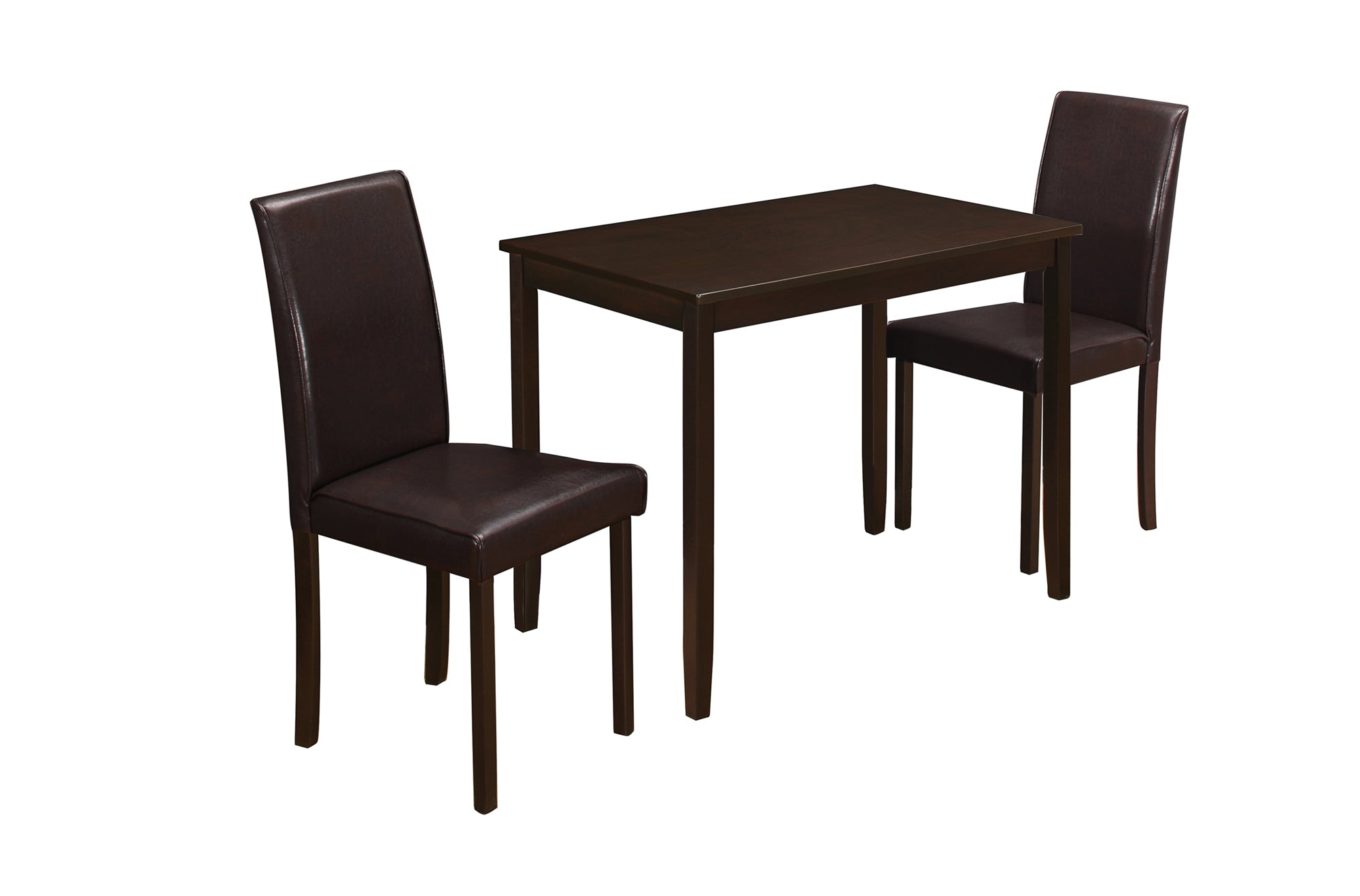 Dining Set - 3Pcs Set / Espresso / Brown Parson Chairs
