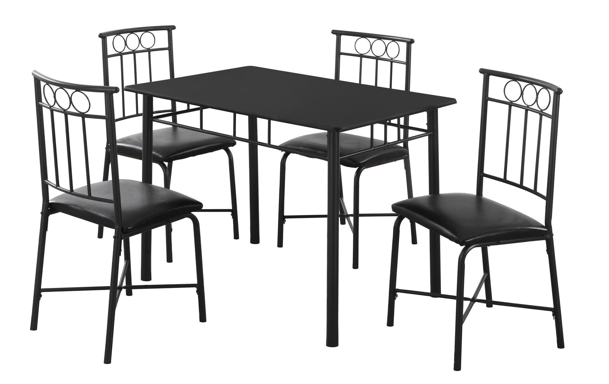 Dining Set - 5Pcs Set / Black Metal And Top