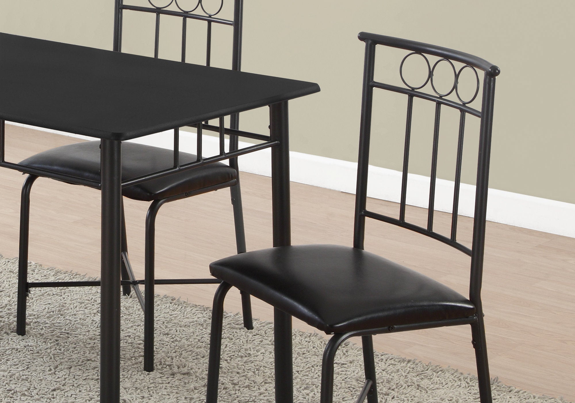 Dining Set - 5Pcs Set / Black Metal And Top