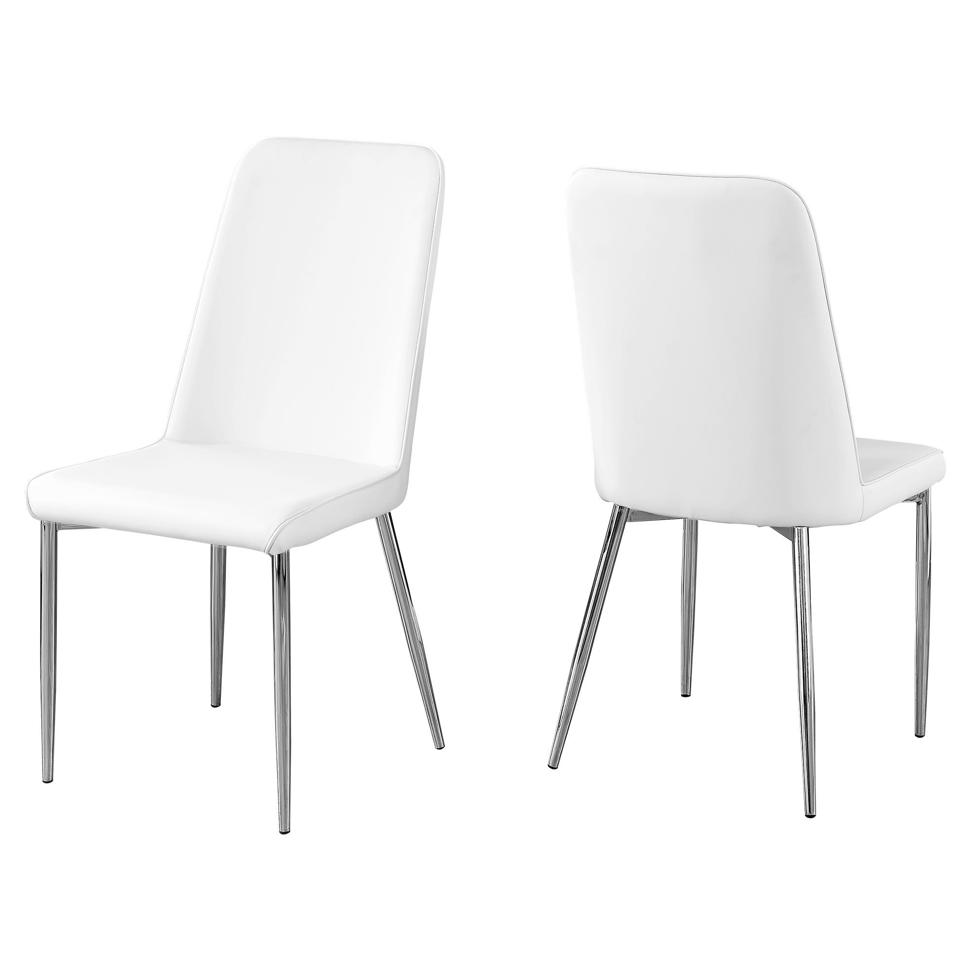 Dining Chair - 2Pcs / 37H / White Leather-Look / Chrome