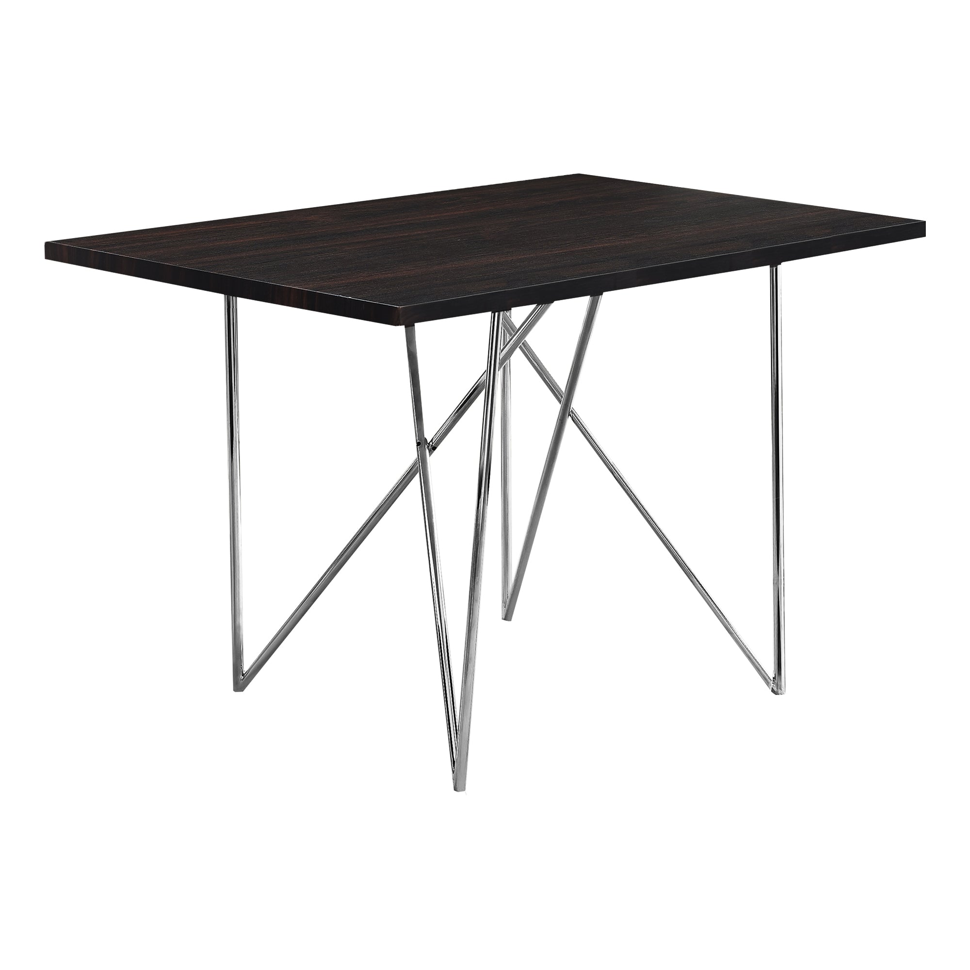 Dining Table - 32X 48 / Espresso / Chrome Metal