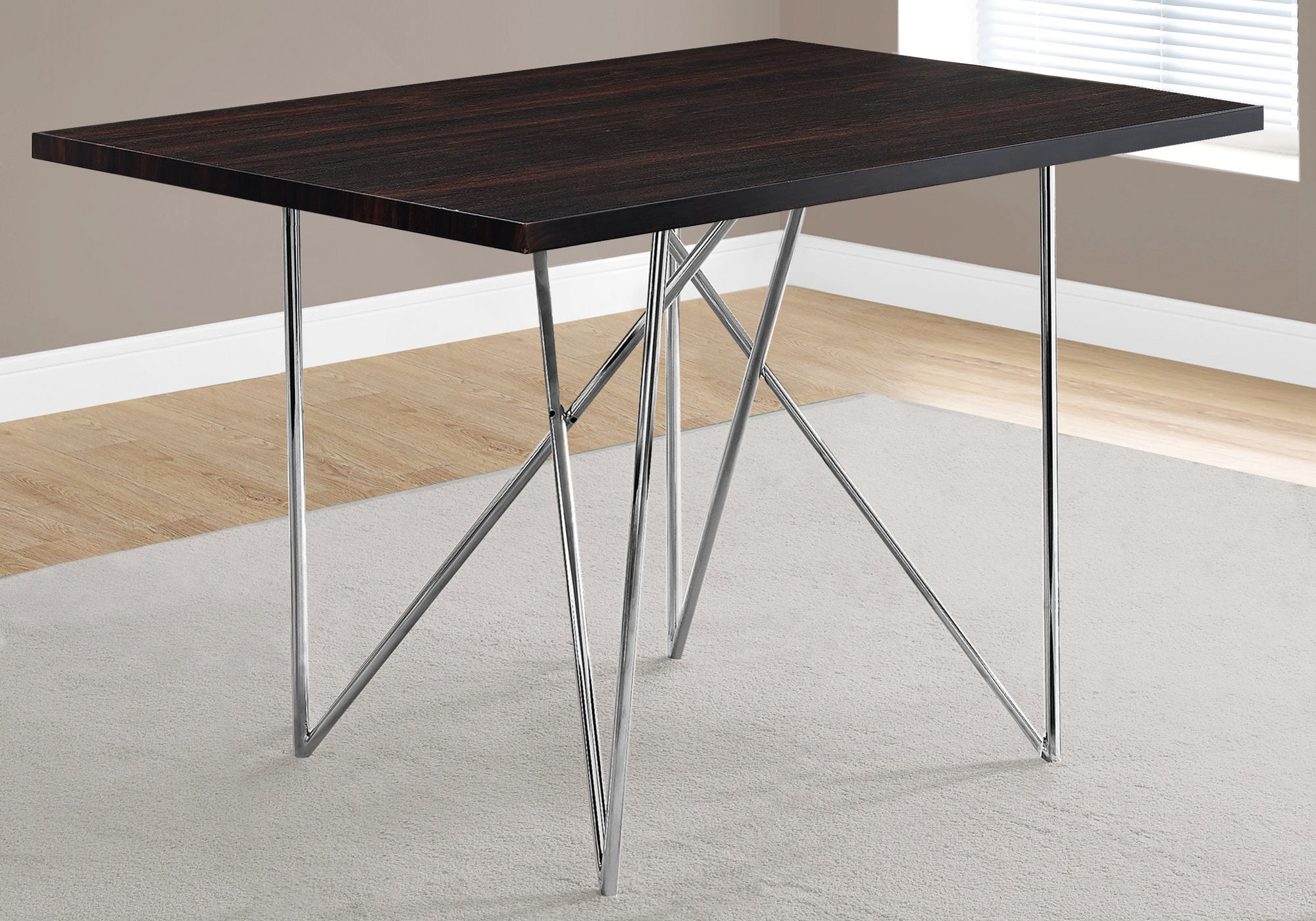 Dining Table - 32X 48 / Espresso / Chrome Metal