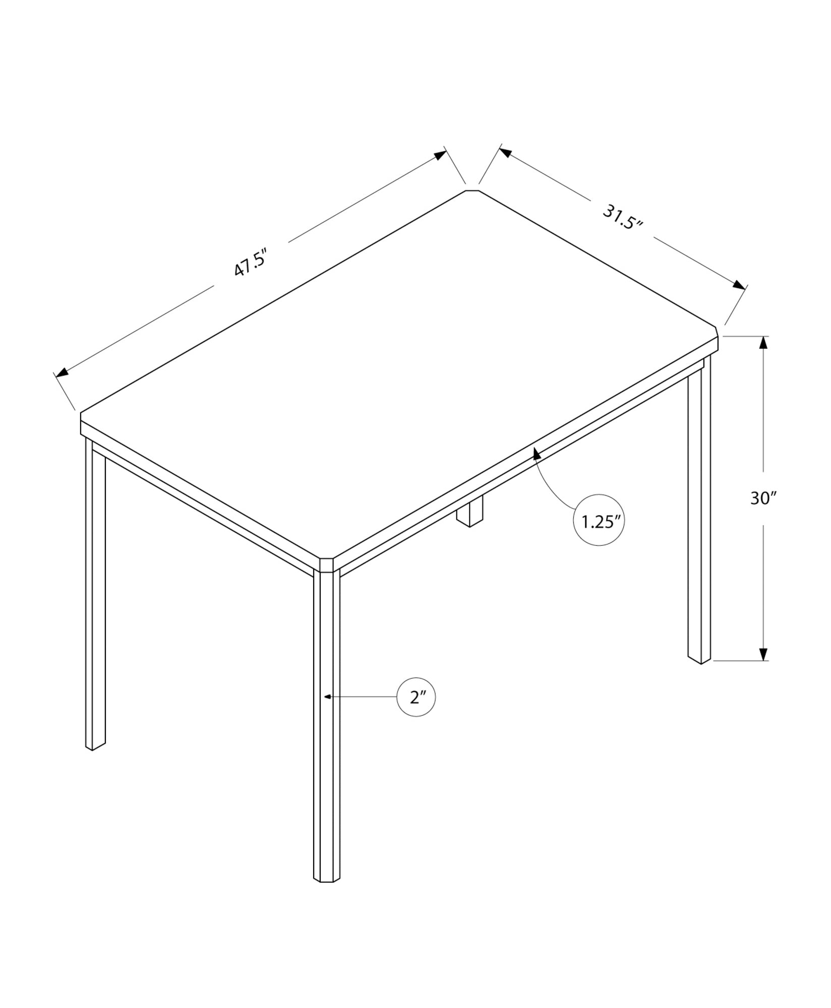 Dining Table - 32X 48 / White / Chrome Metal
