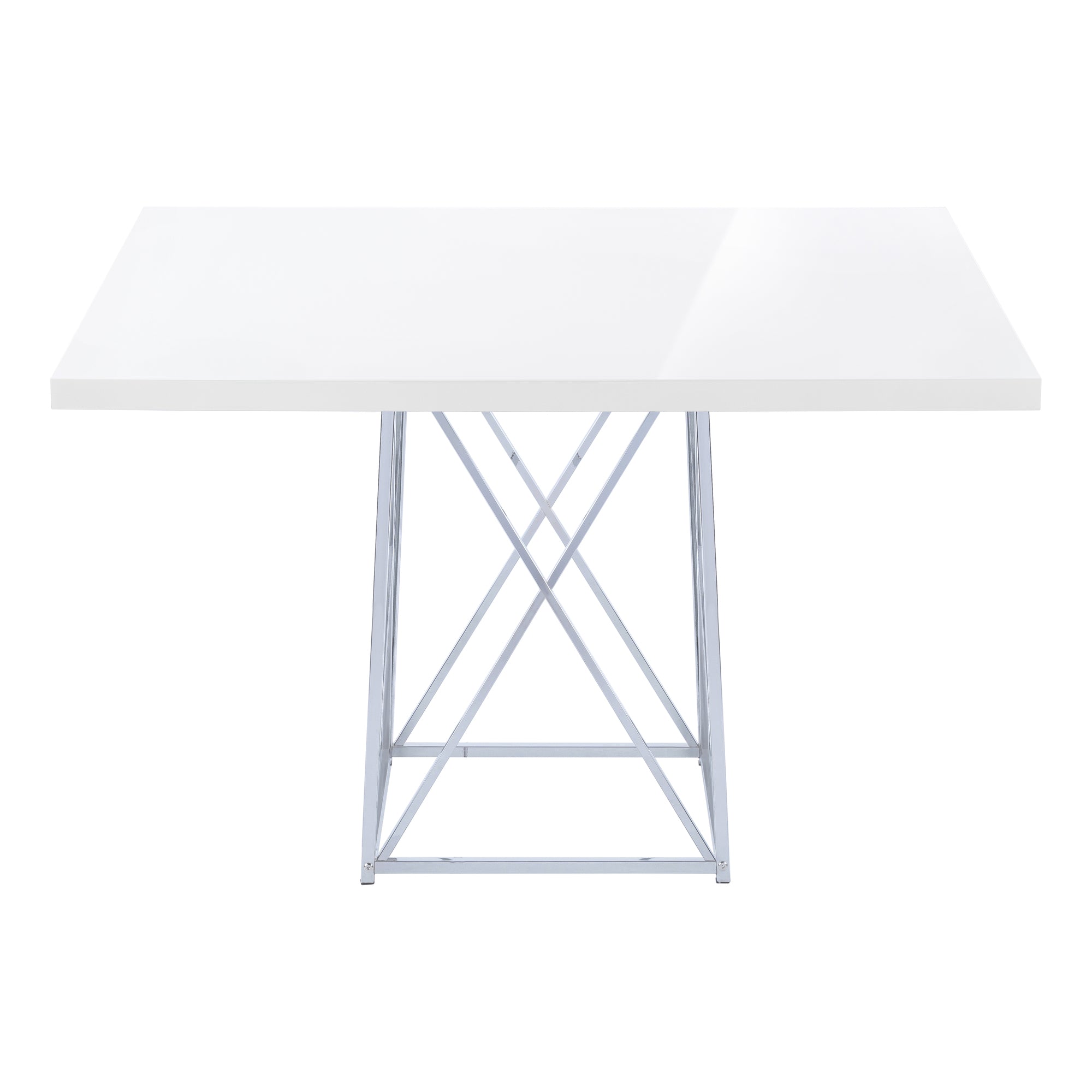 Dining Table - 36X 48 / White Glossy / Chrome Metal