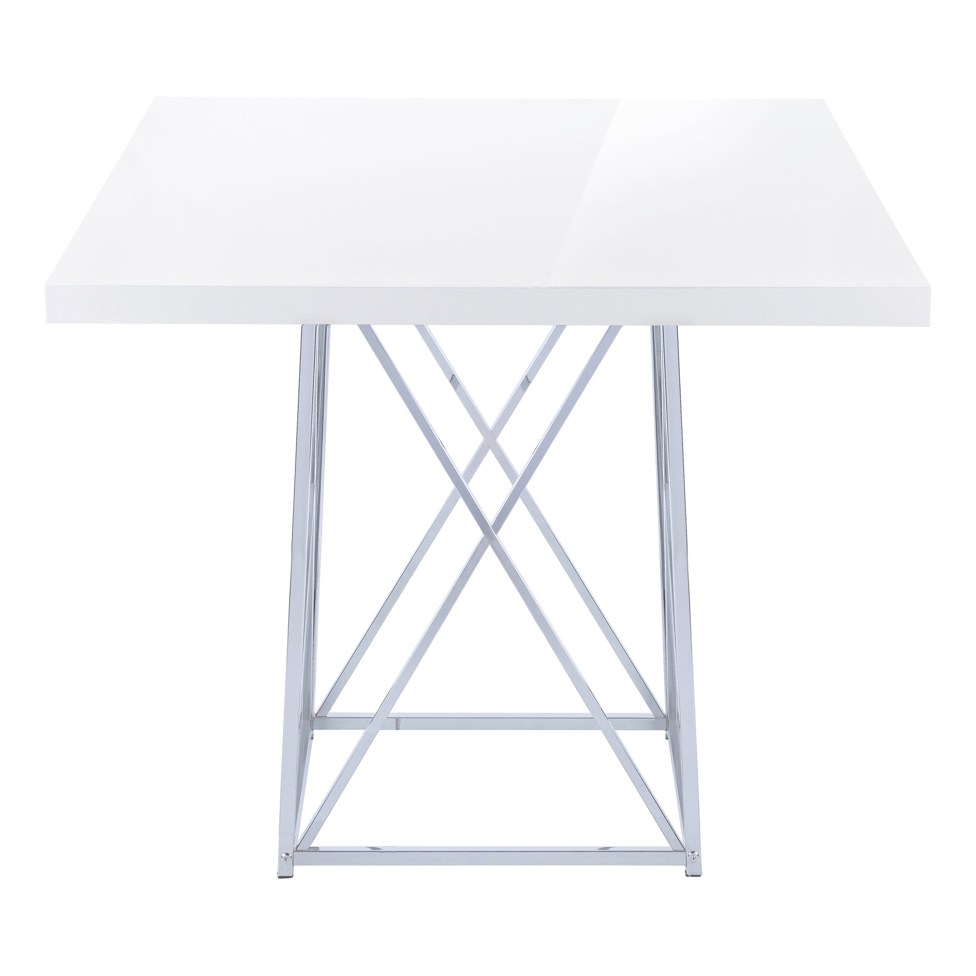 Dining Table - 36X 48 / White Glossy / Chrome Metal