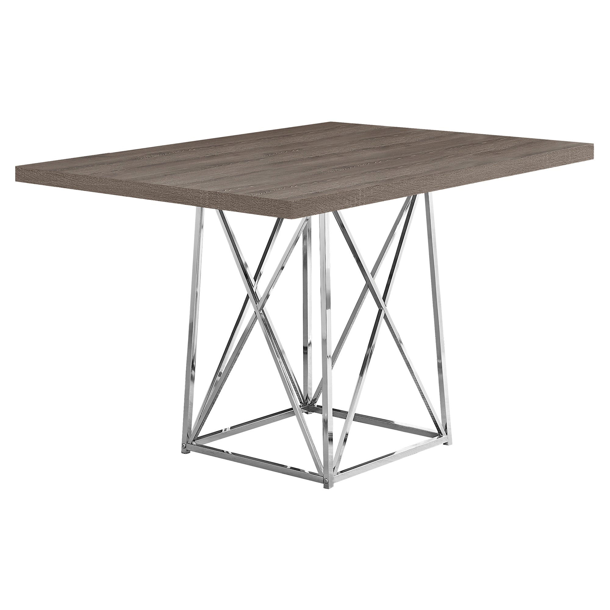 Dining Table - 36X 48 / Dark Taupe / Chrome Metal