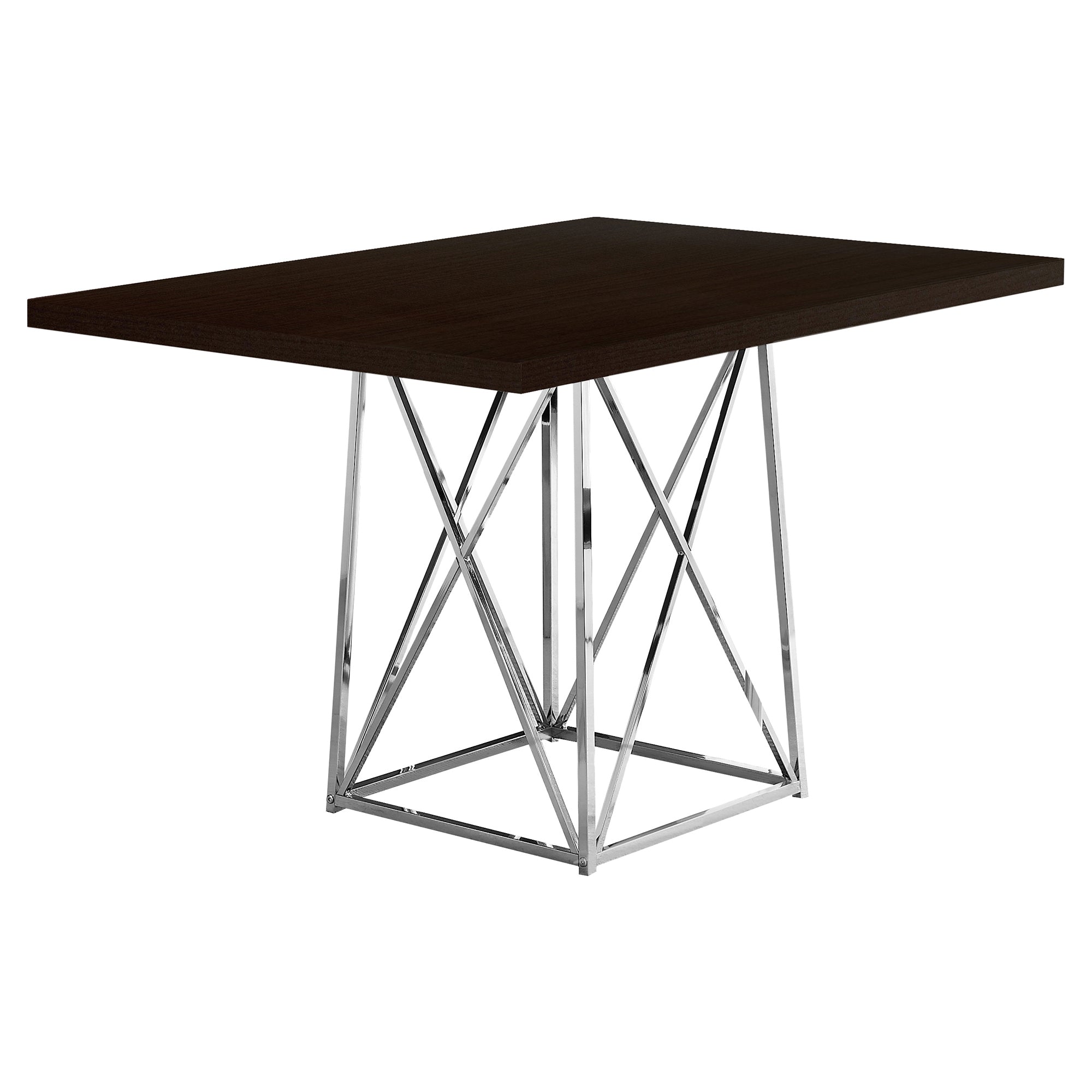 Dining Table - 36X 48 / Espresso / Chrome Metal
