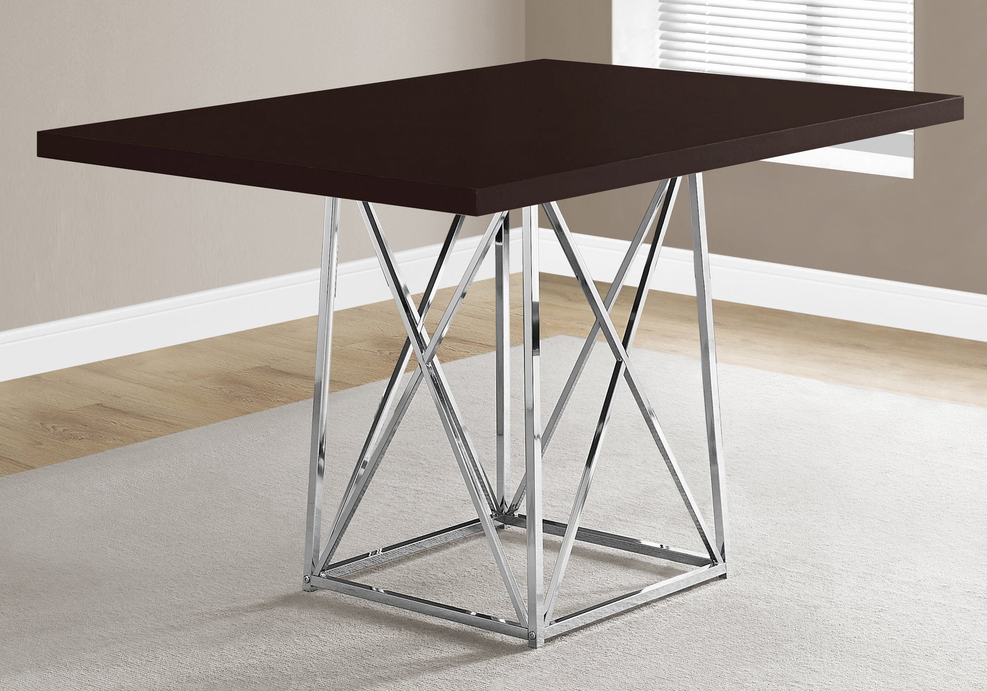 Dining Table - 36X 48 / Espresso / Chrome Metal