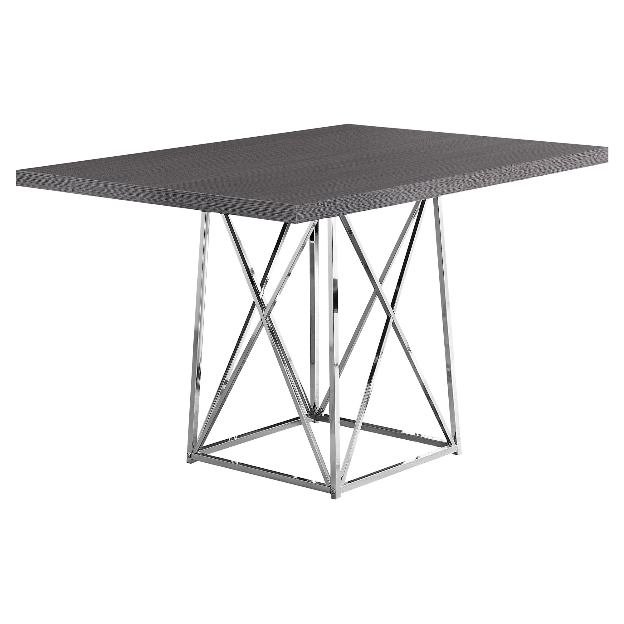 Dining Table - 36X 48 / Grey / Chrome Metal