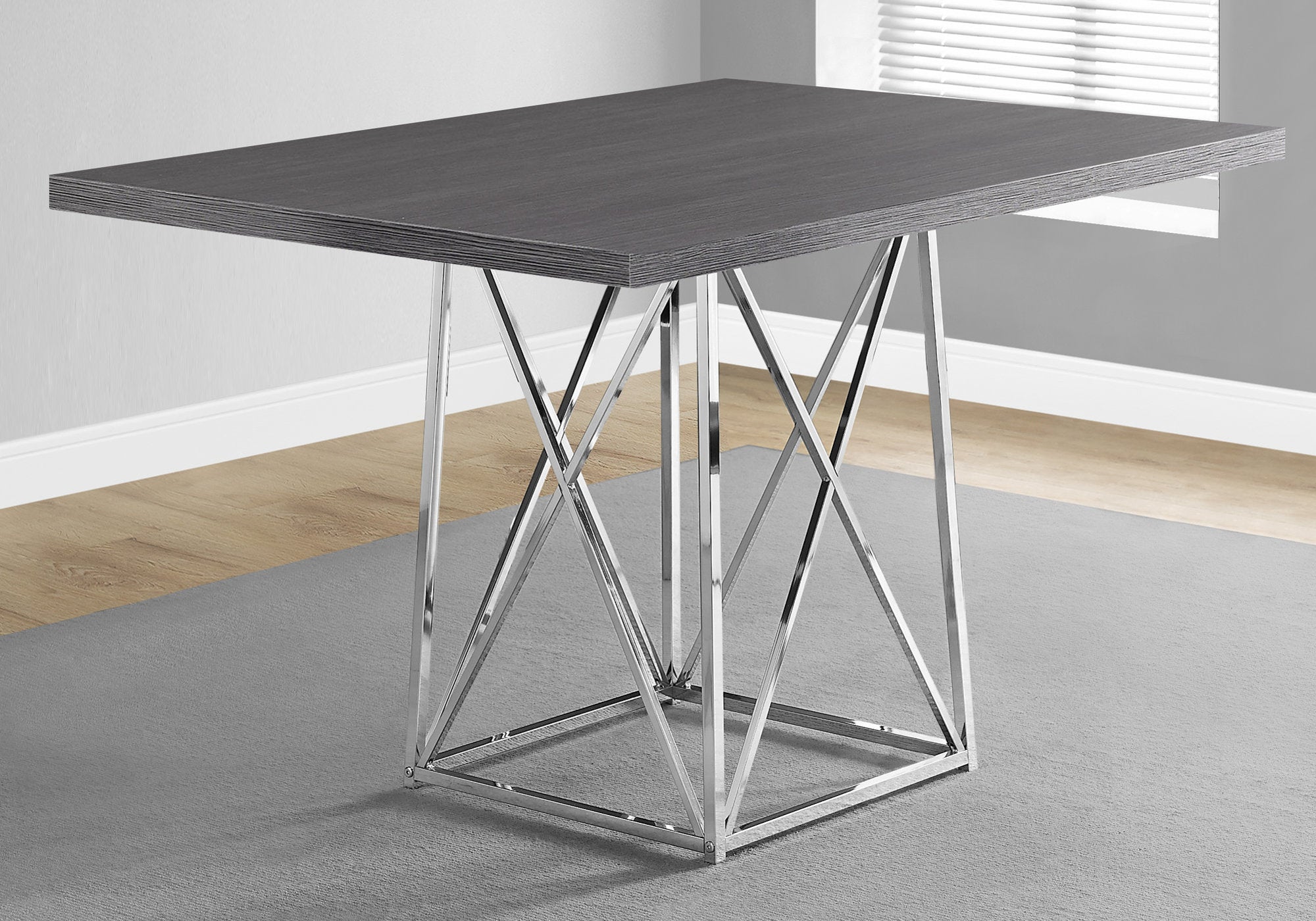 Dining Table - 36X 48 / Grey / Chrome Metal