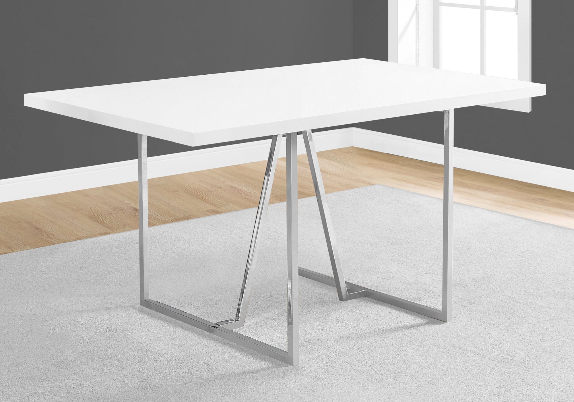 Dining Table - 36X 60 / White / Chrome Metal