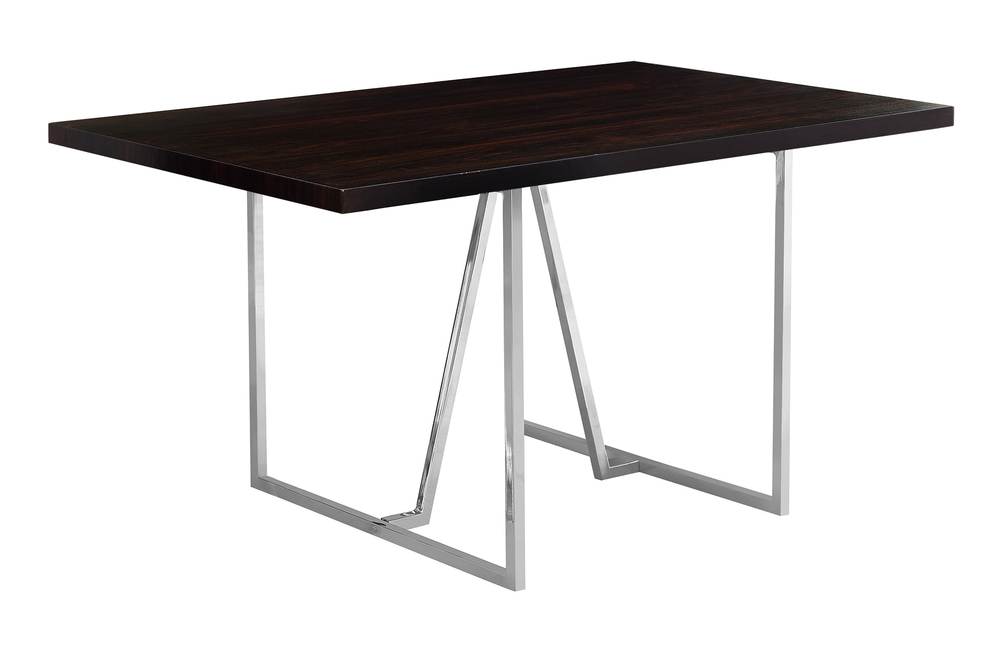 Dining Table - 36X 60 / Espresso / Chrome Metal