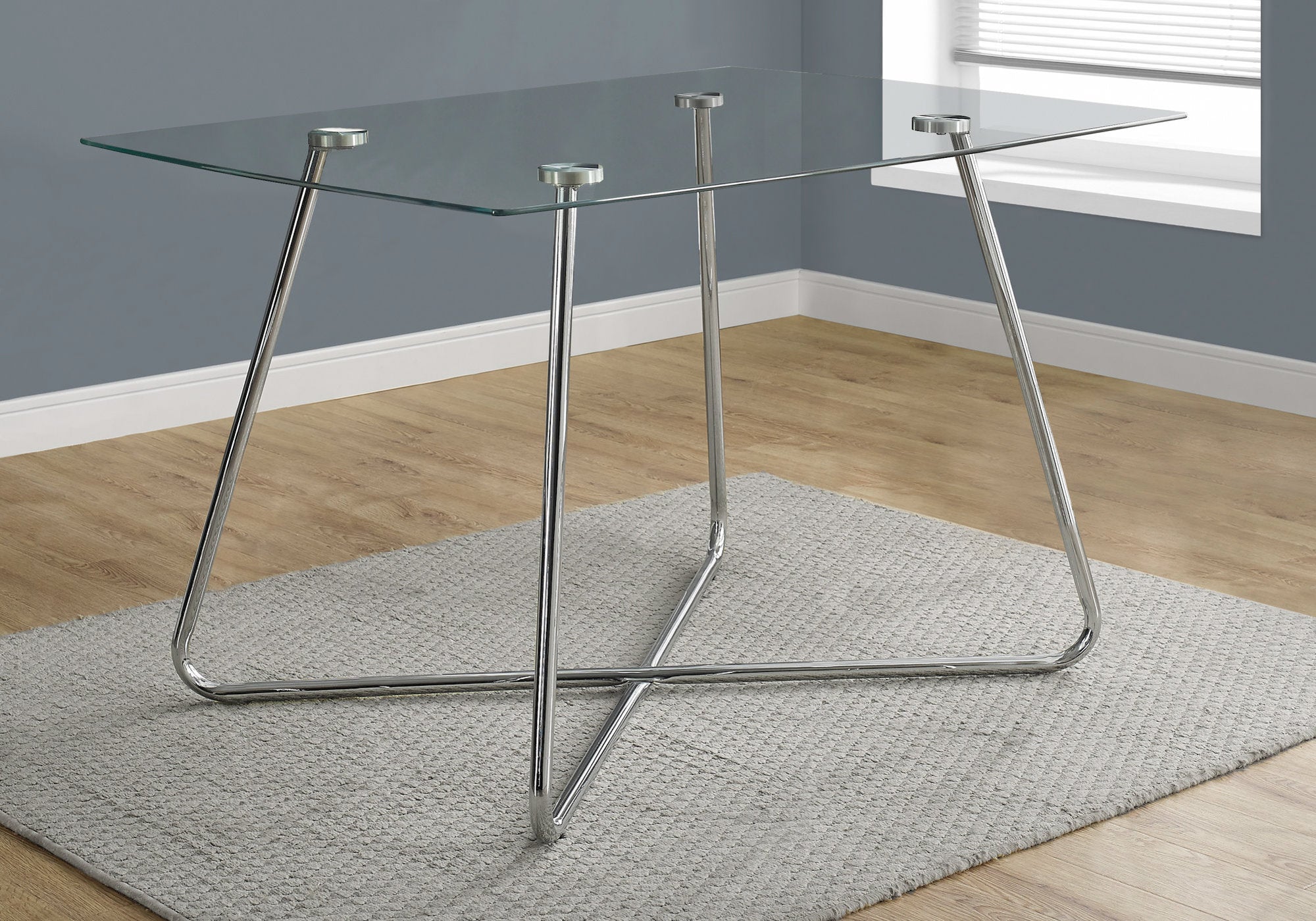 Dining Table - 36X 48 / Chrome With 8Mm Tempered Glass