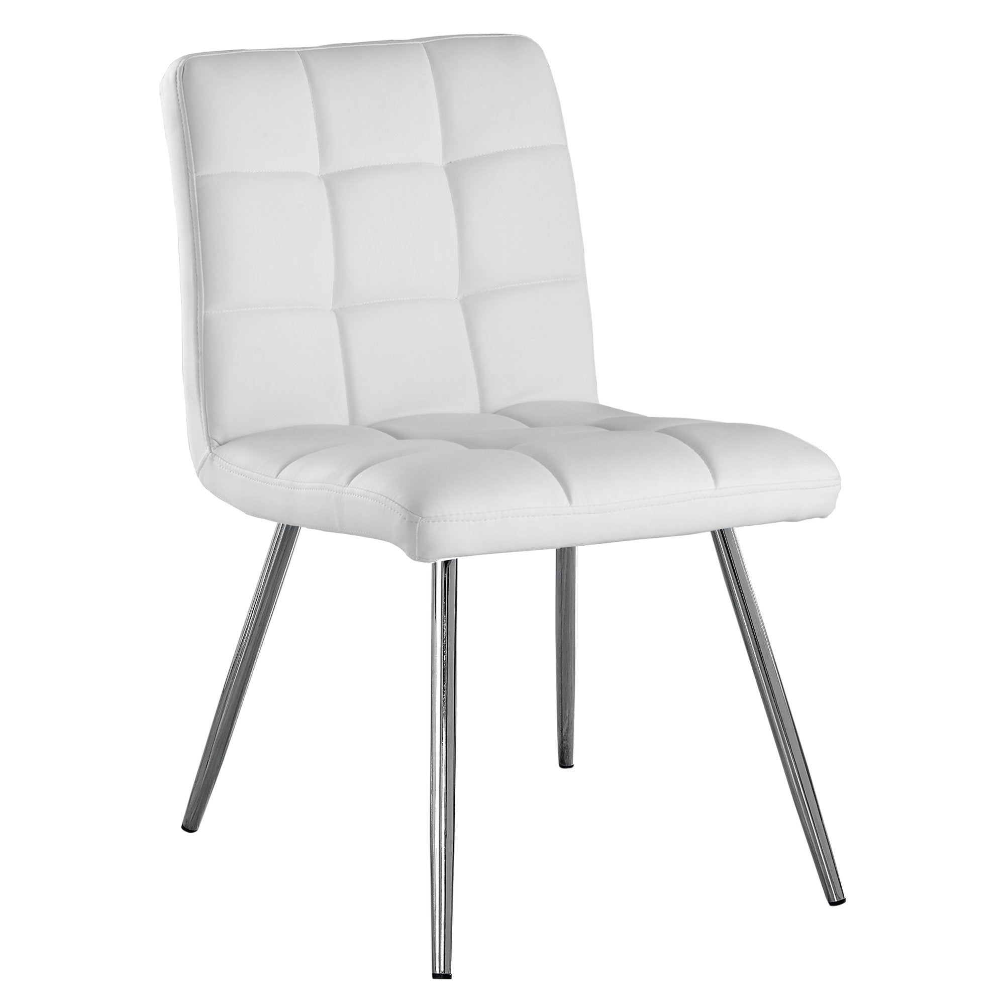 Dining Chair - 2Pcs / 32H / White Leather-Look / Chrome