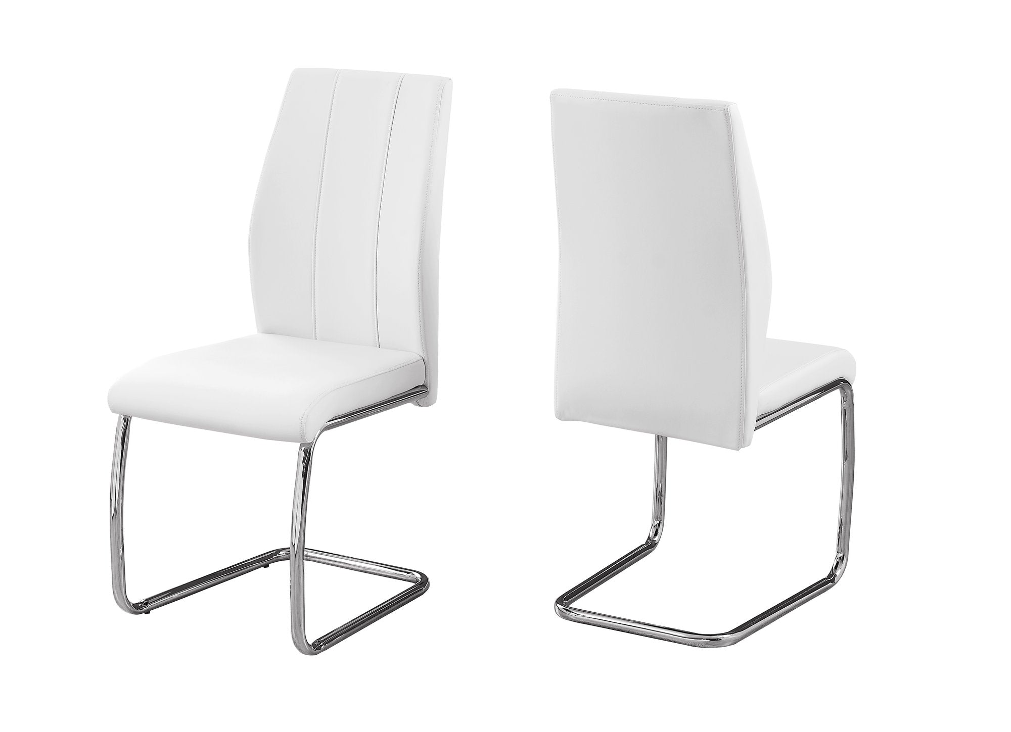 Dining Chair - 2Pcs / 39H / White Leather-Look / Chrome