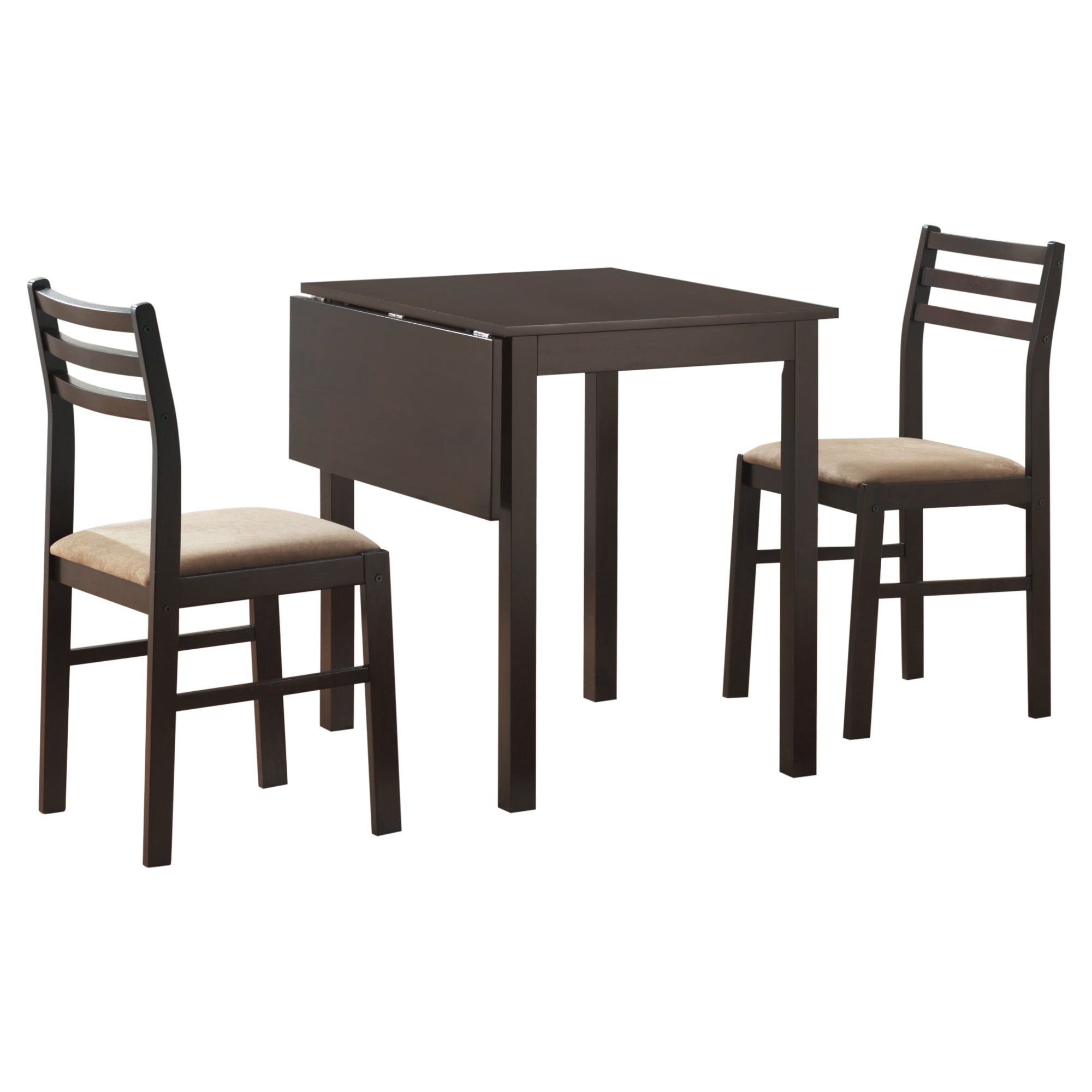 Dining Set - 3Pcs Set / Espresso Solid-Top Drop Leaf