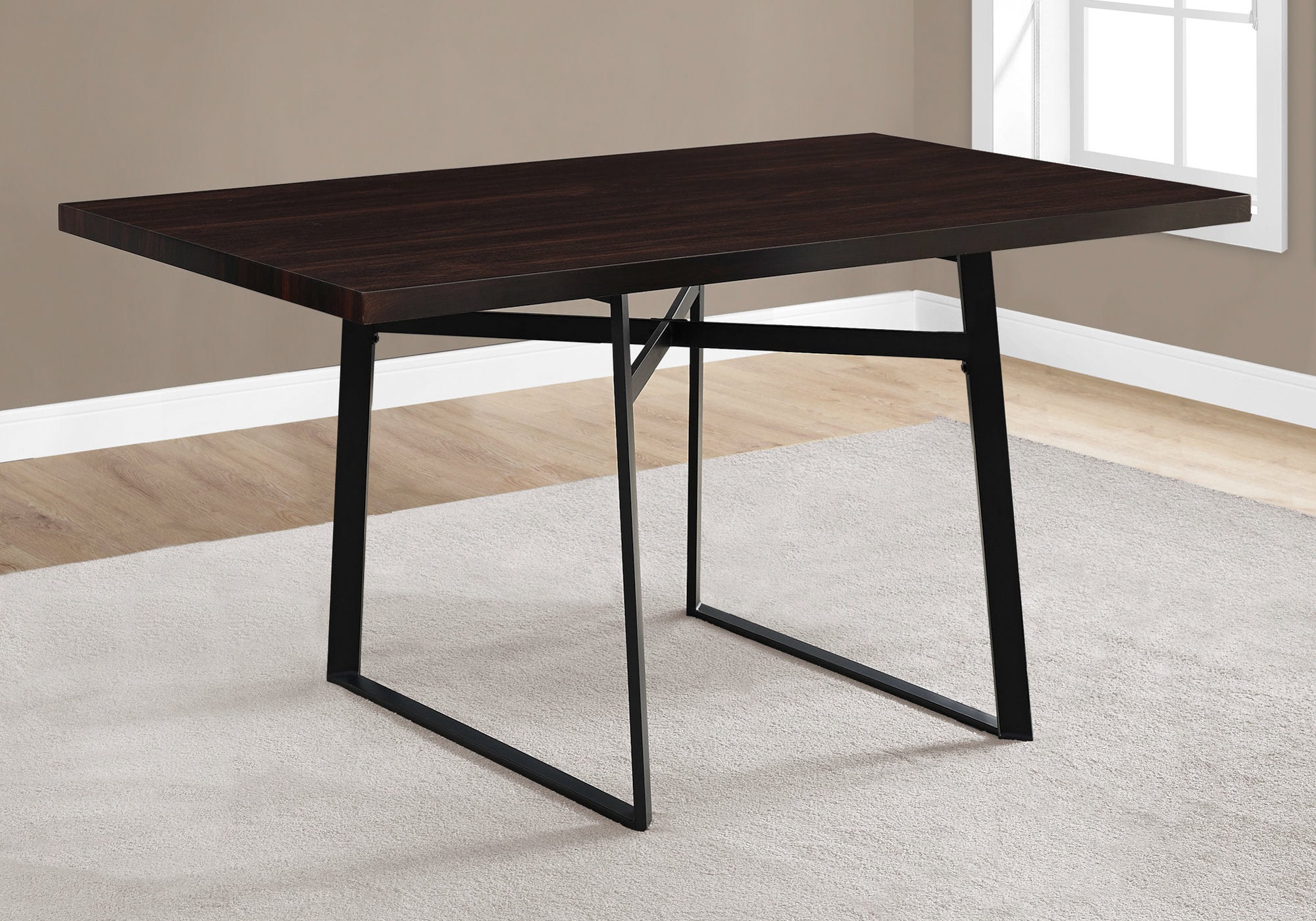 Dining Table - 36X 60 / Espresso / Black Metal