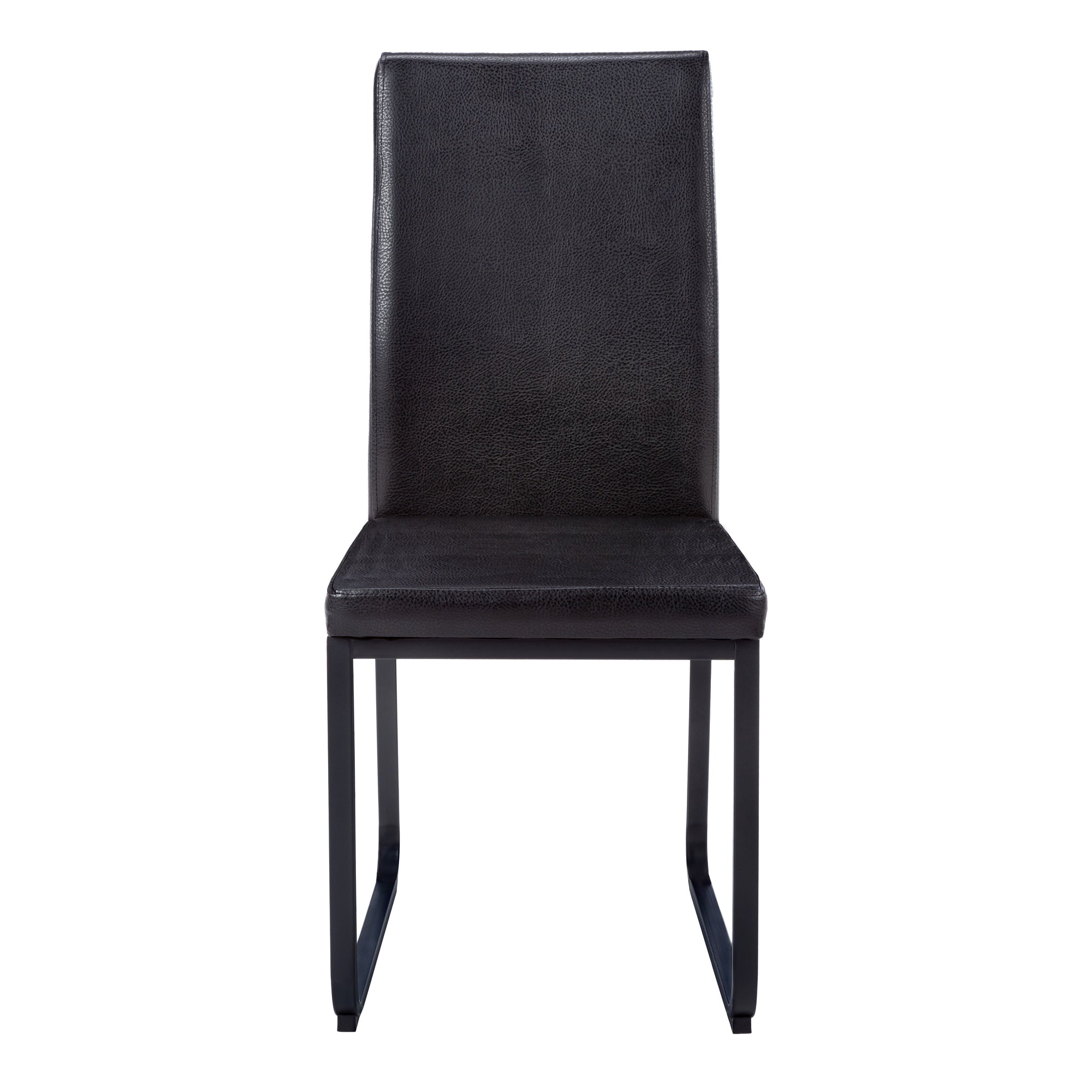 Dining Chair - 2Pcs / 38H / Black Leather-Look / Black