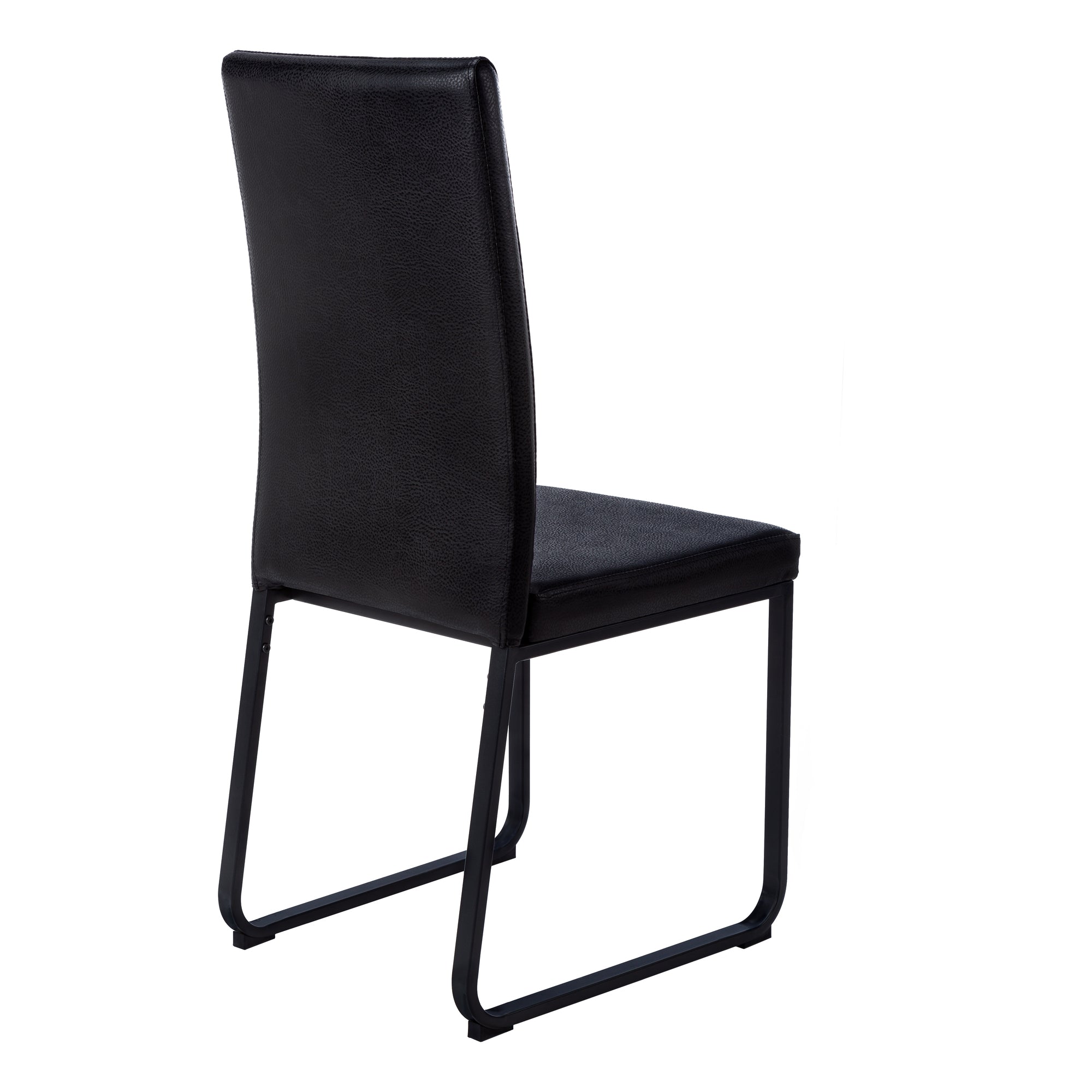 Dining Chair - 2Pcs / 38H / Black Leather-Look / Black