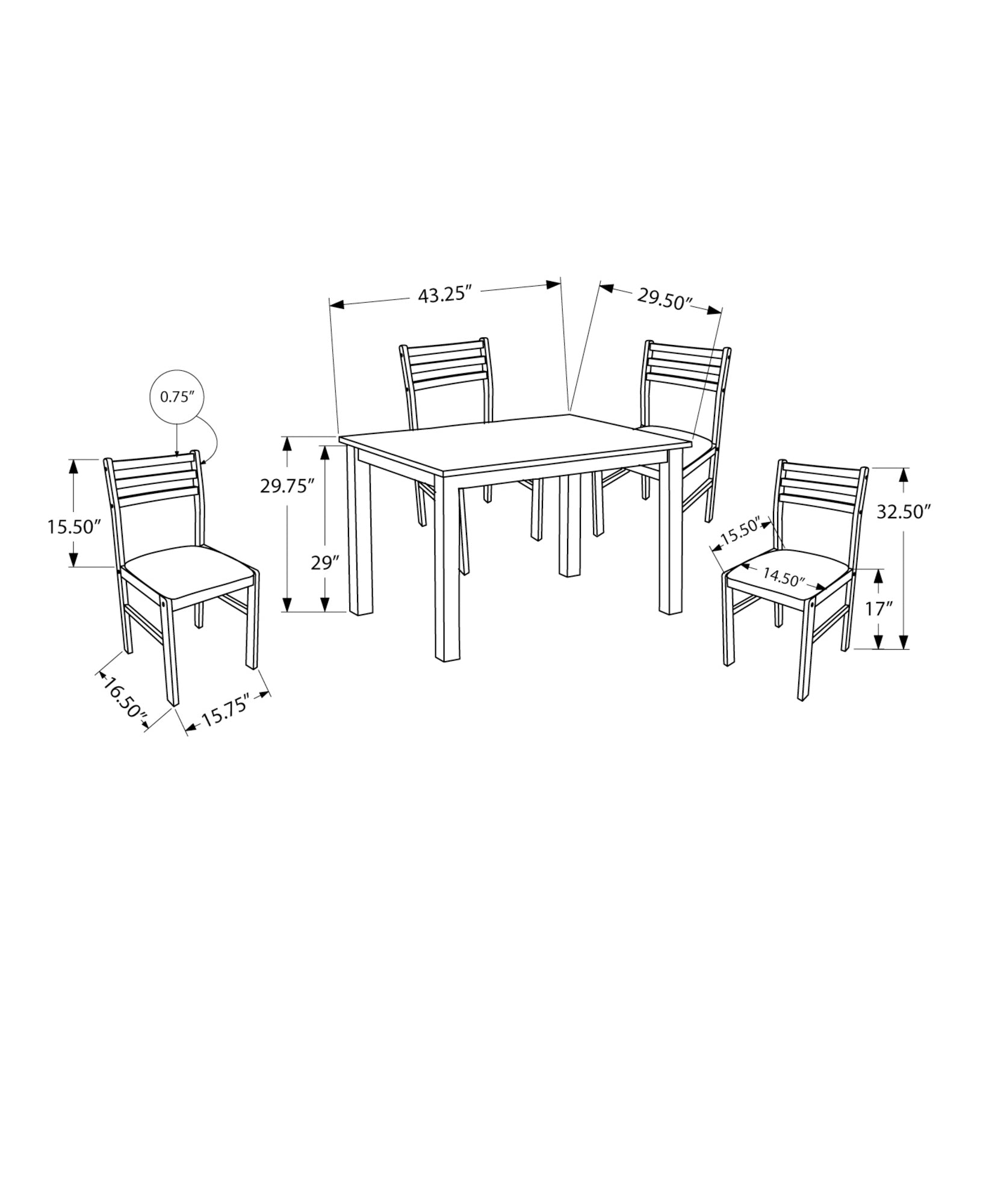 Dining Set - 5Pcs Set / Espresso Veneer