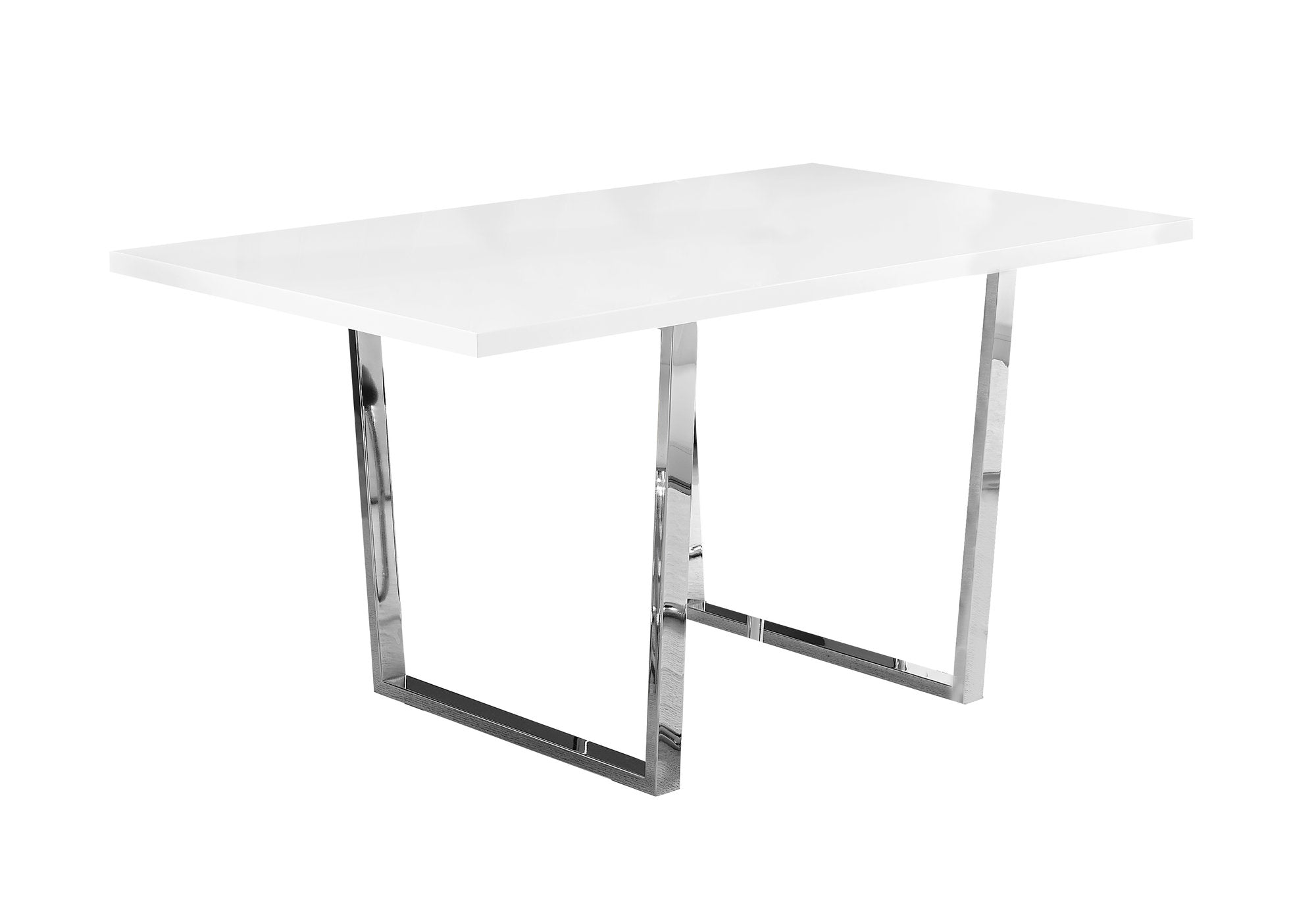 Dining Table - 36X 60 / White Glossy / Chrome Metal