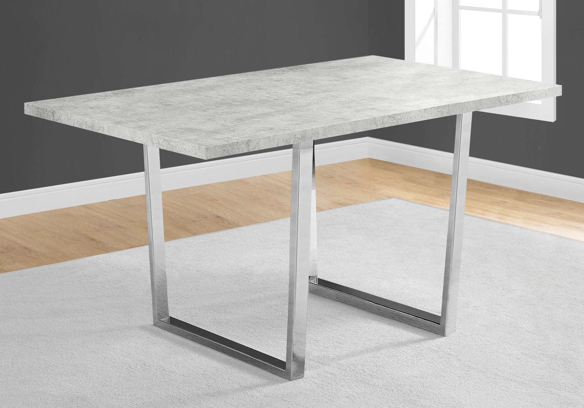Dining Table - 36X 60 / Grey Cement / Chrome Metal