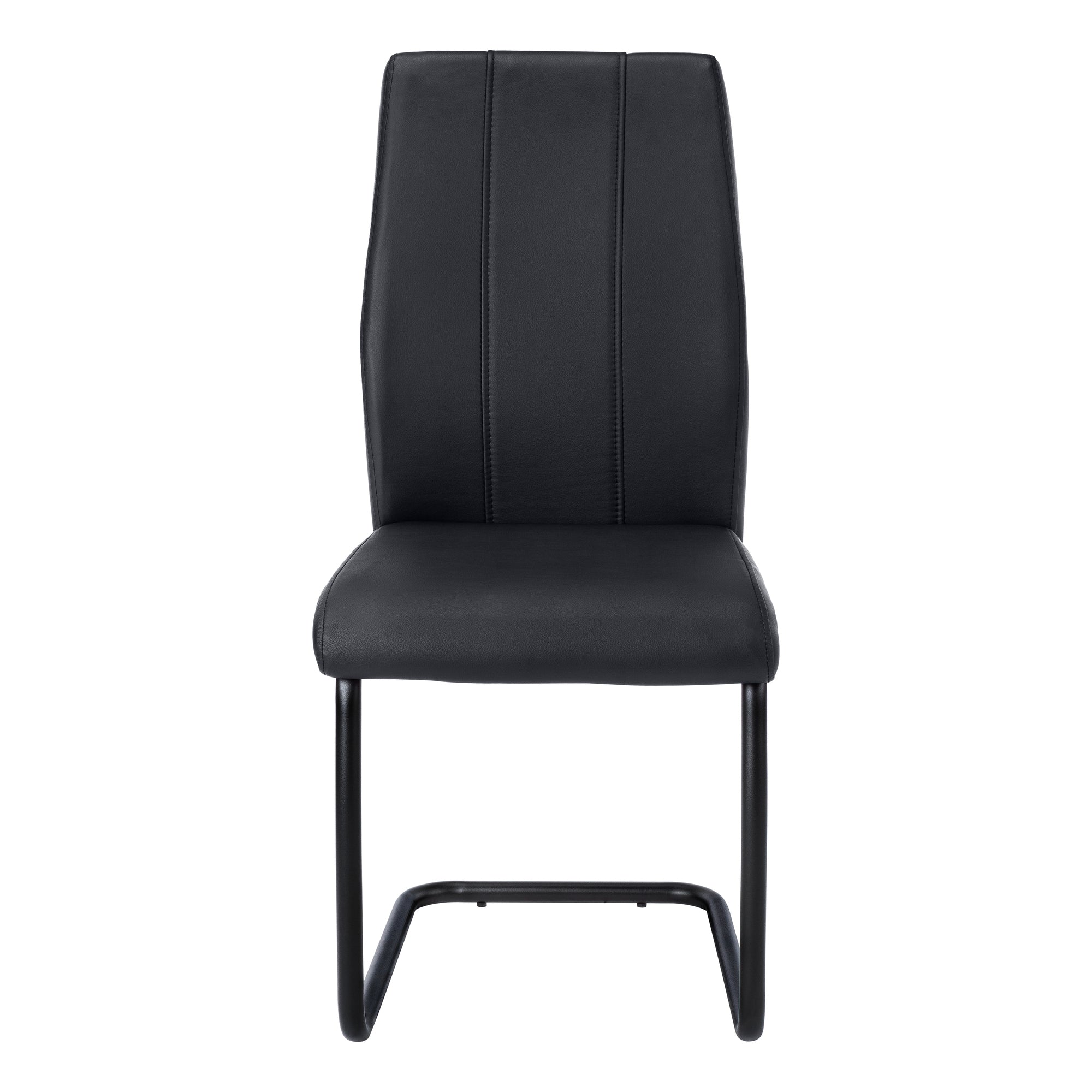 Dining Chair - 2Pcs / 39H / Black Leather-Look / Metal