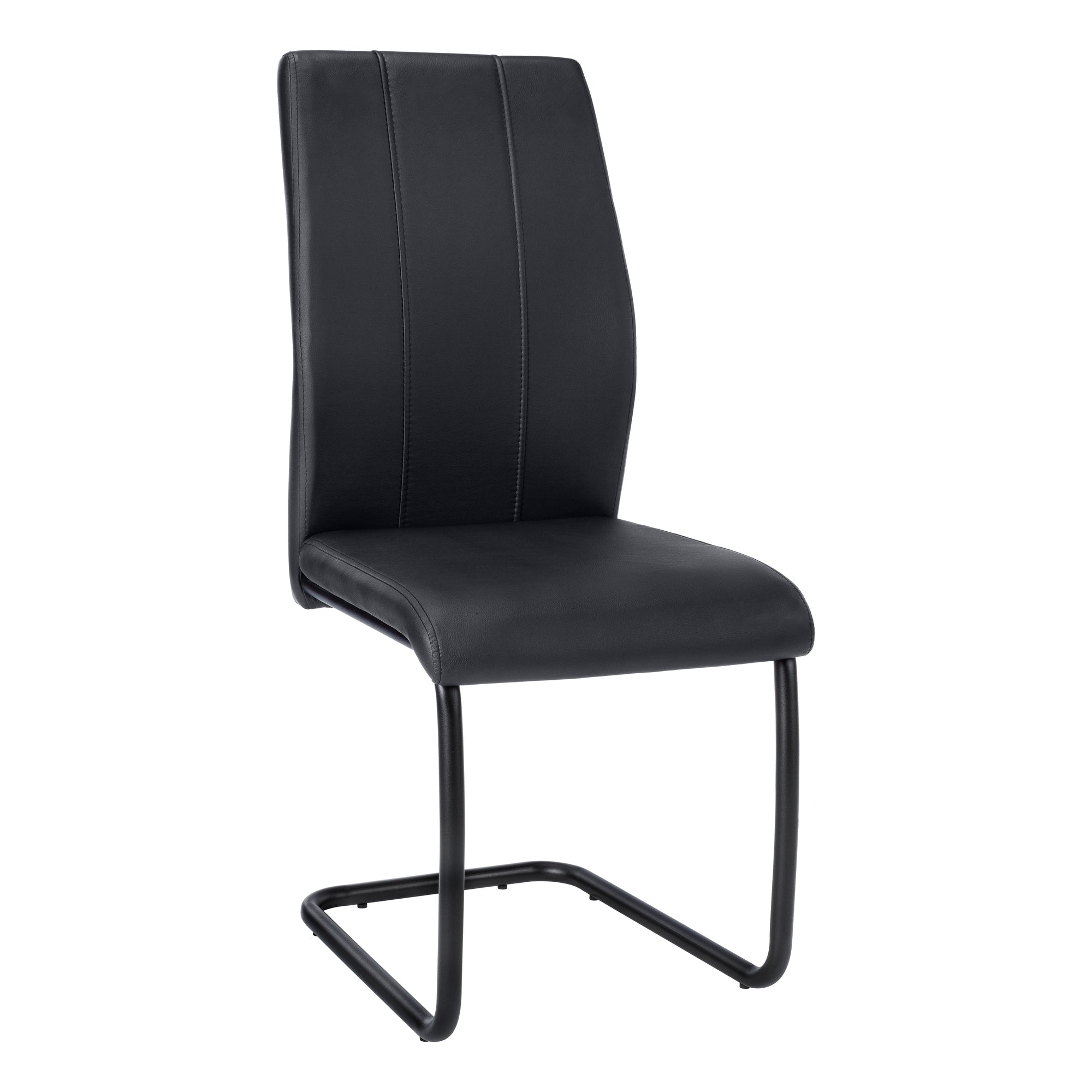 Dining Chair - 2Pcs / 39H / Black Leather-Look / Metal