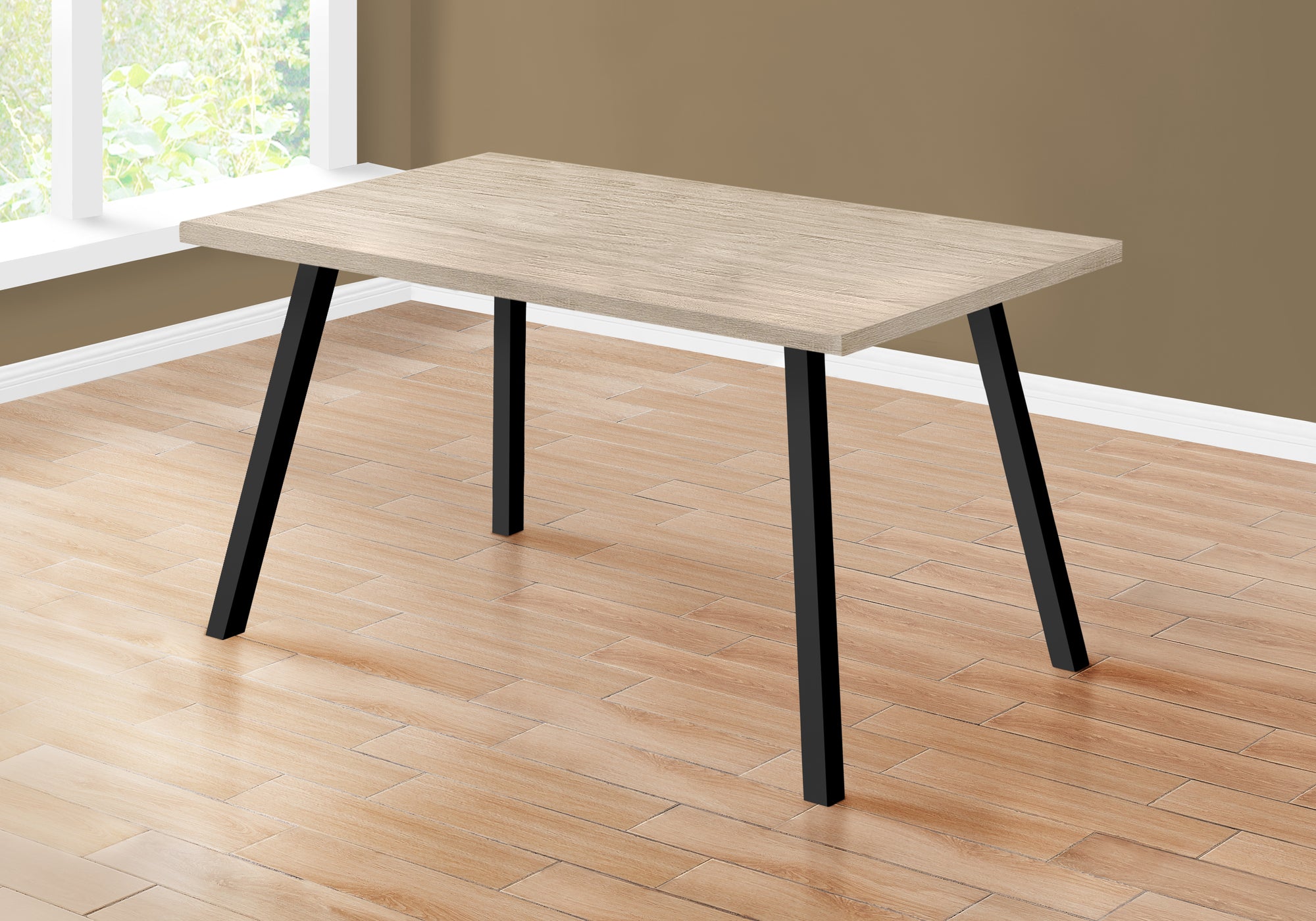 Dining Table - 36X 60 / Dark Taupe / Black Metal