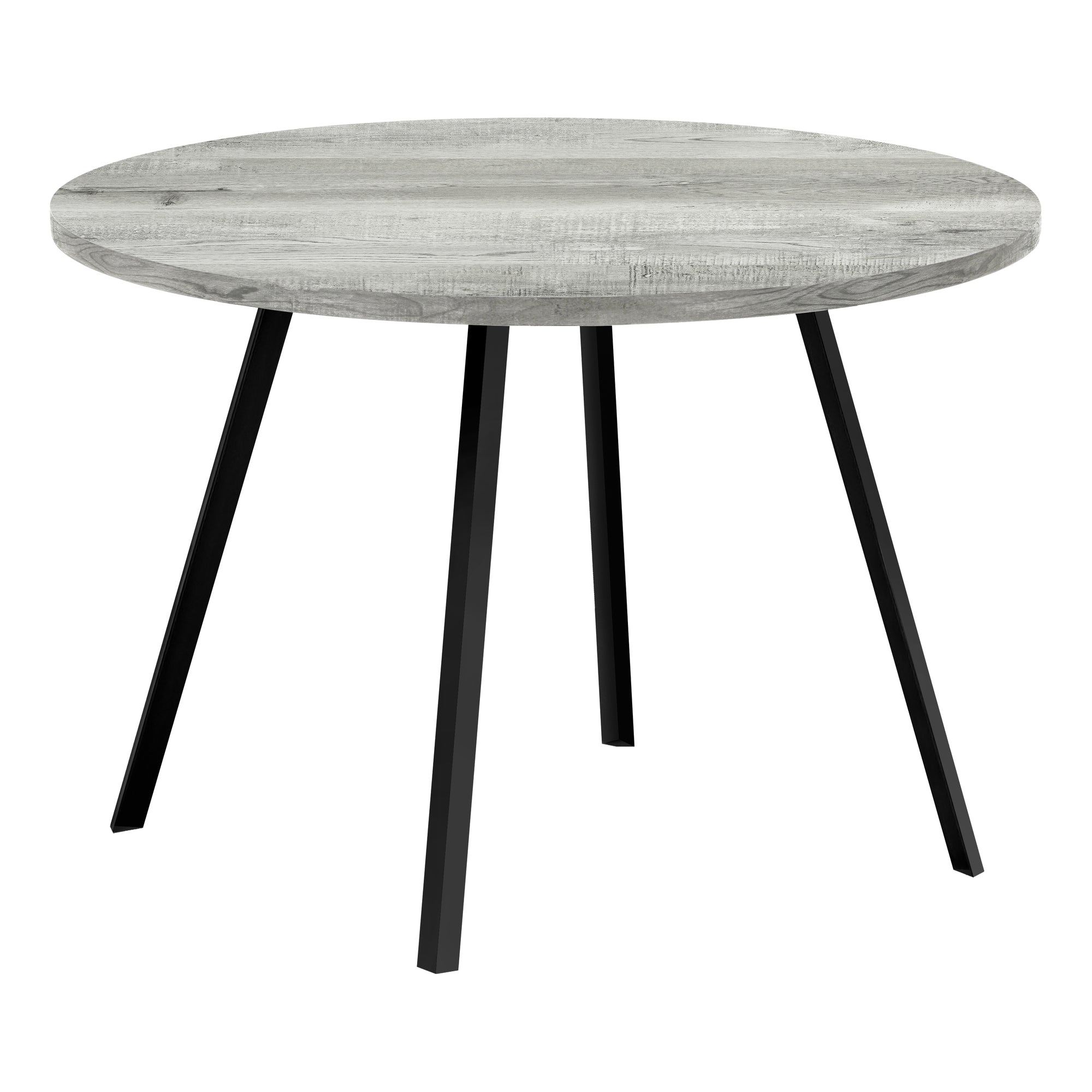 Dining Table - 48Dia/ Grey Reclaimed Wood / Black Metal