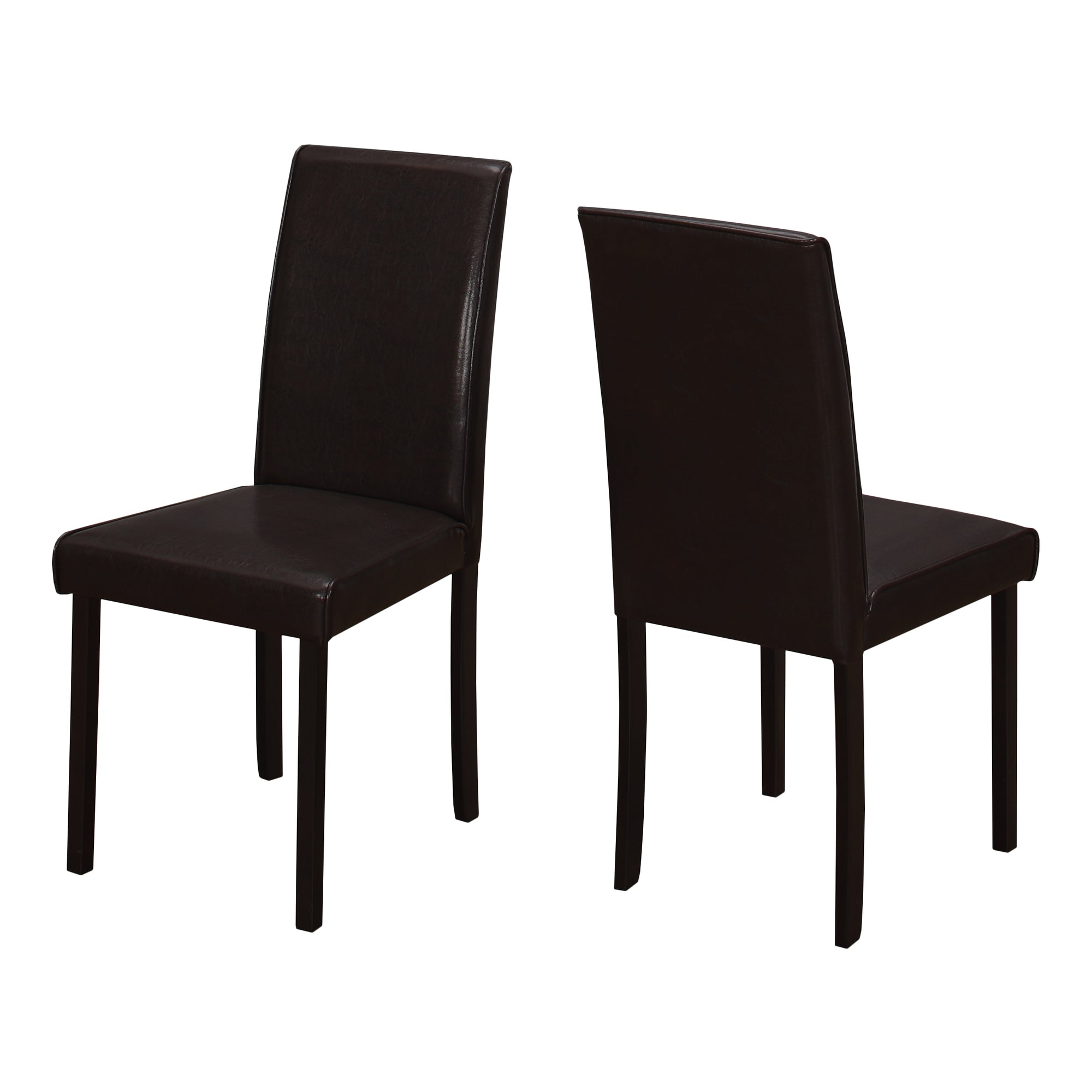 Dining Chair - 2Pcs / 36H Dark Brown Leather-Look