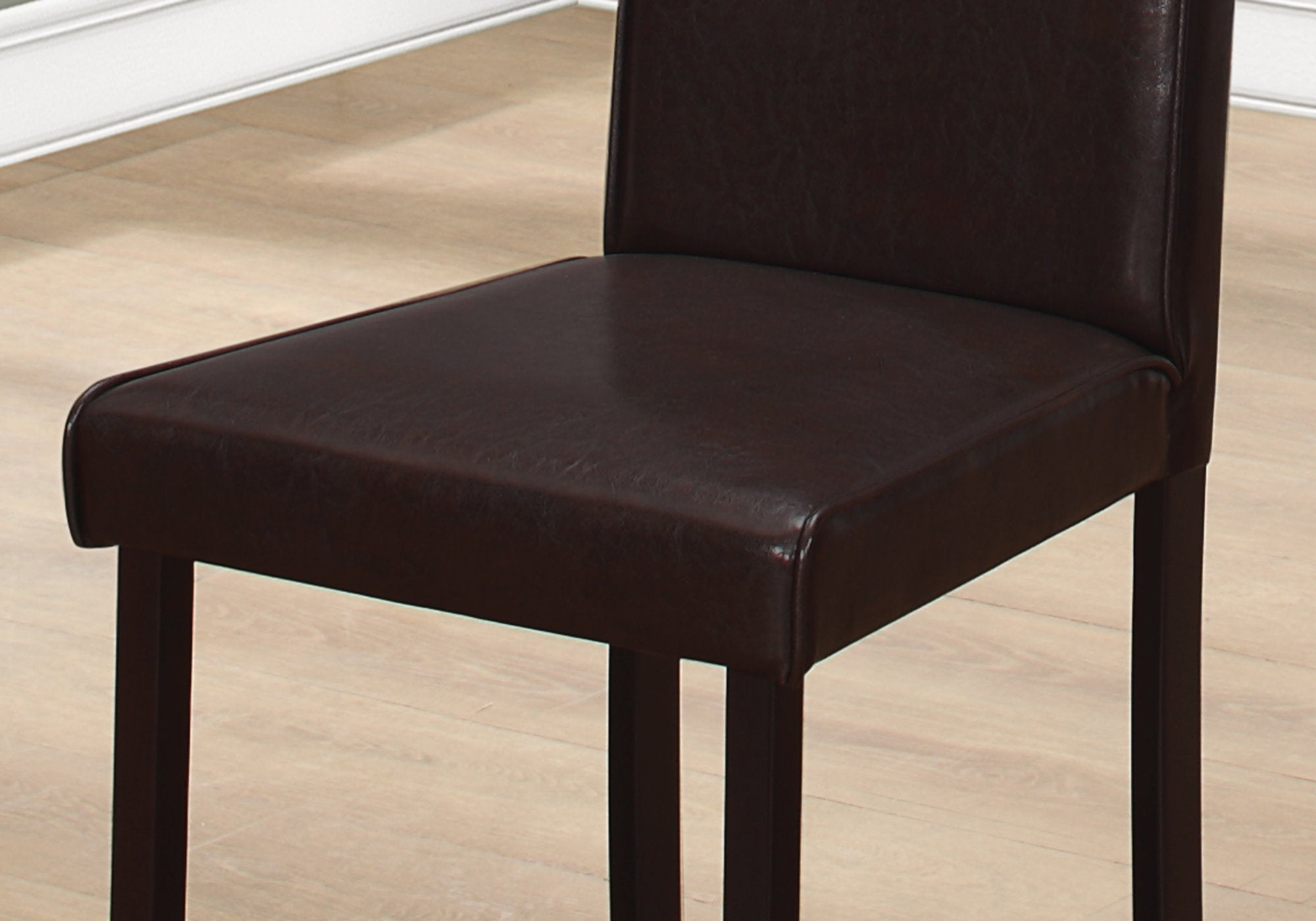 Dining Chair - 2Pcs / 36H Dark Brown Leather-Look