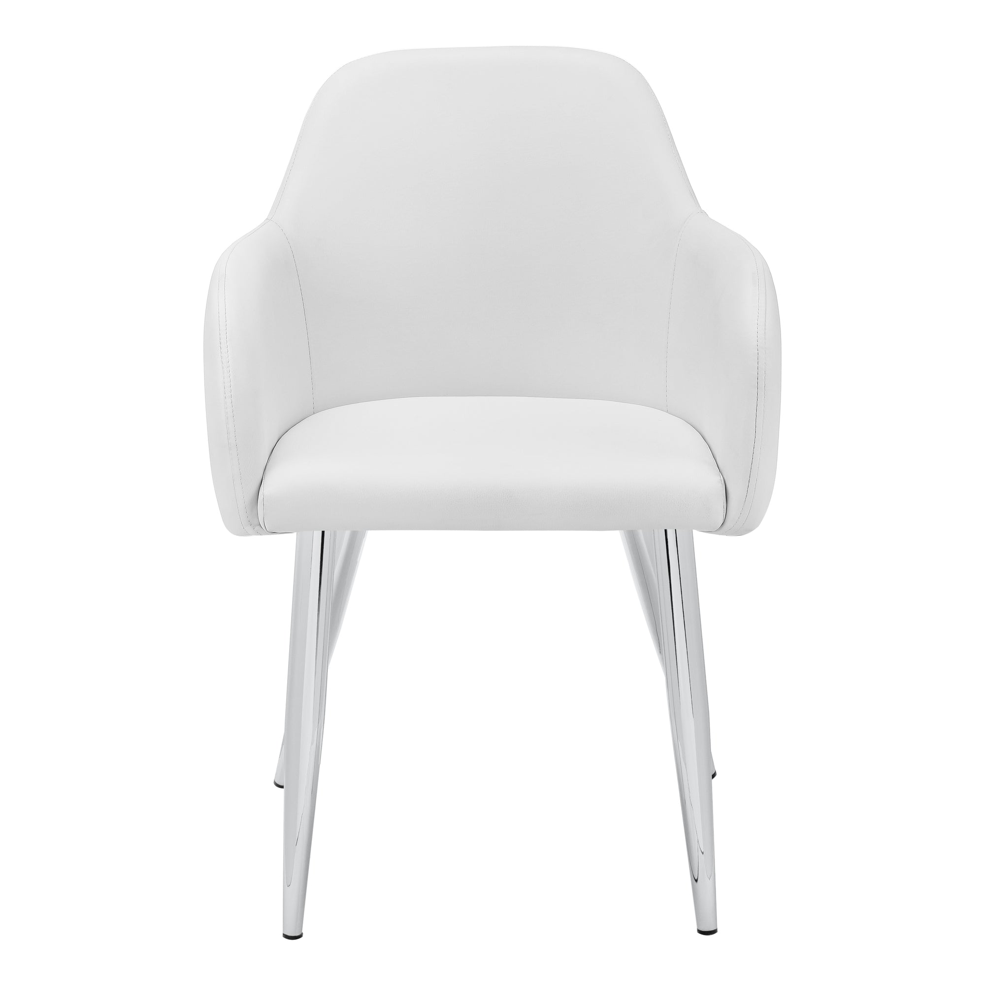Dining Chair - 2Pcs / 33H / White Leather-Look / Chrome