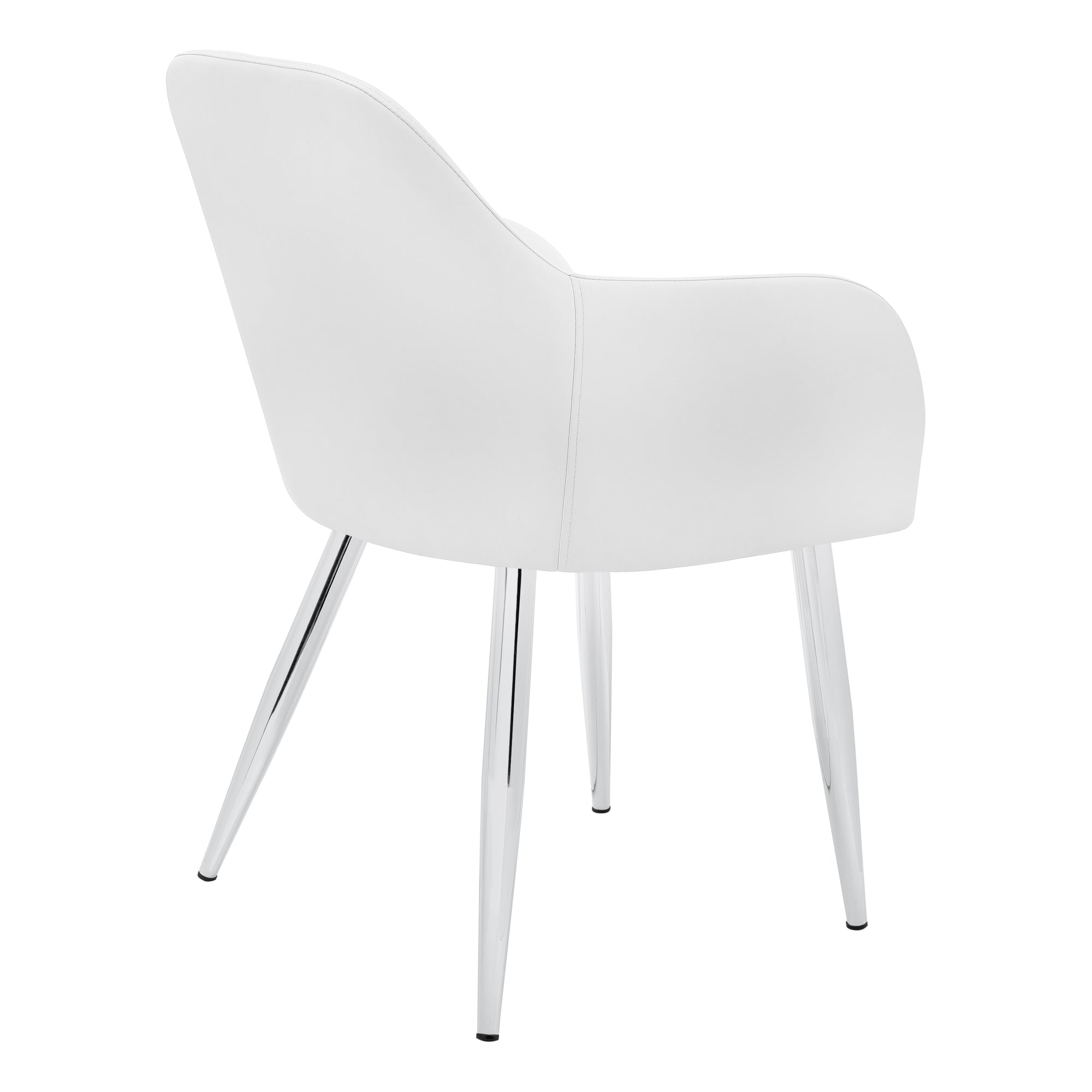 Dining Chair - 2Pcs / 33H / White Leather-Look / Chrome