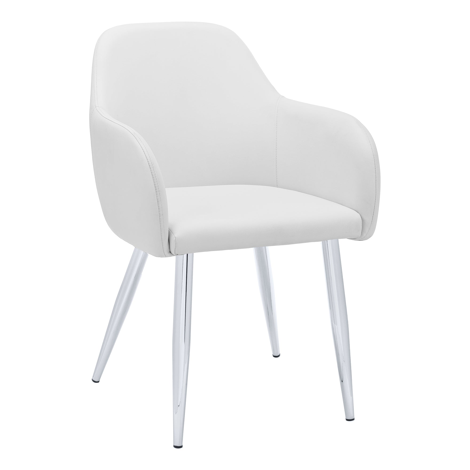 Dining Chair - 2Pcs / 33H / White Leather-Look / Chrome