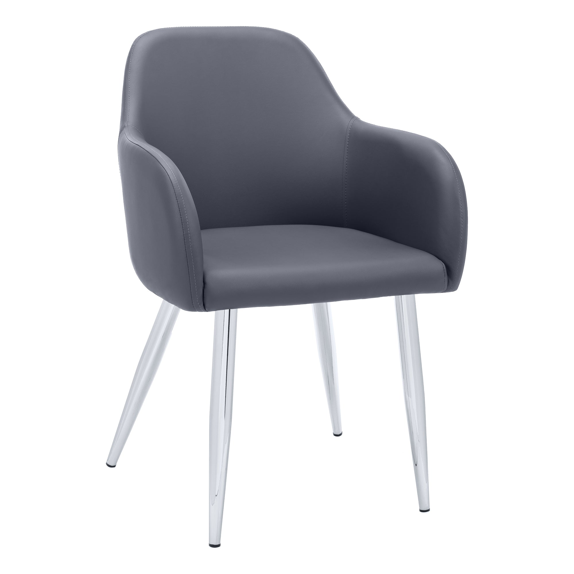 Dining Chair - 2Pcs / 33H / Grey Leather-Look / Chrome