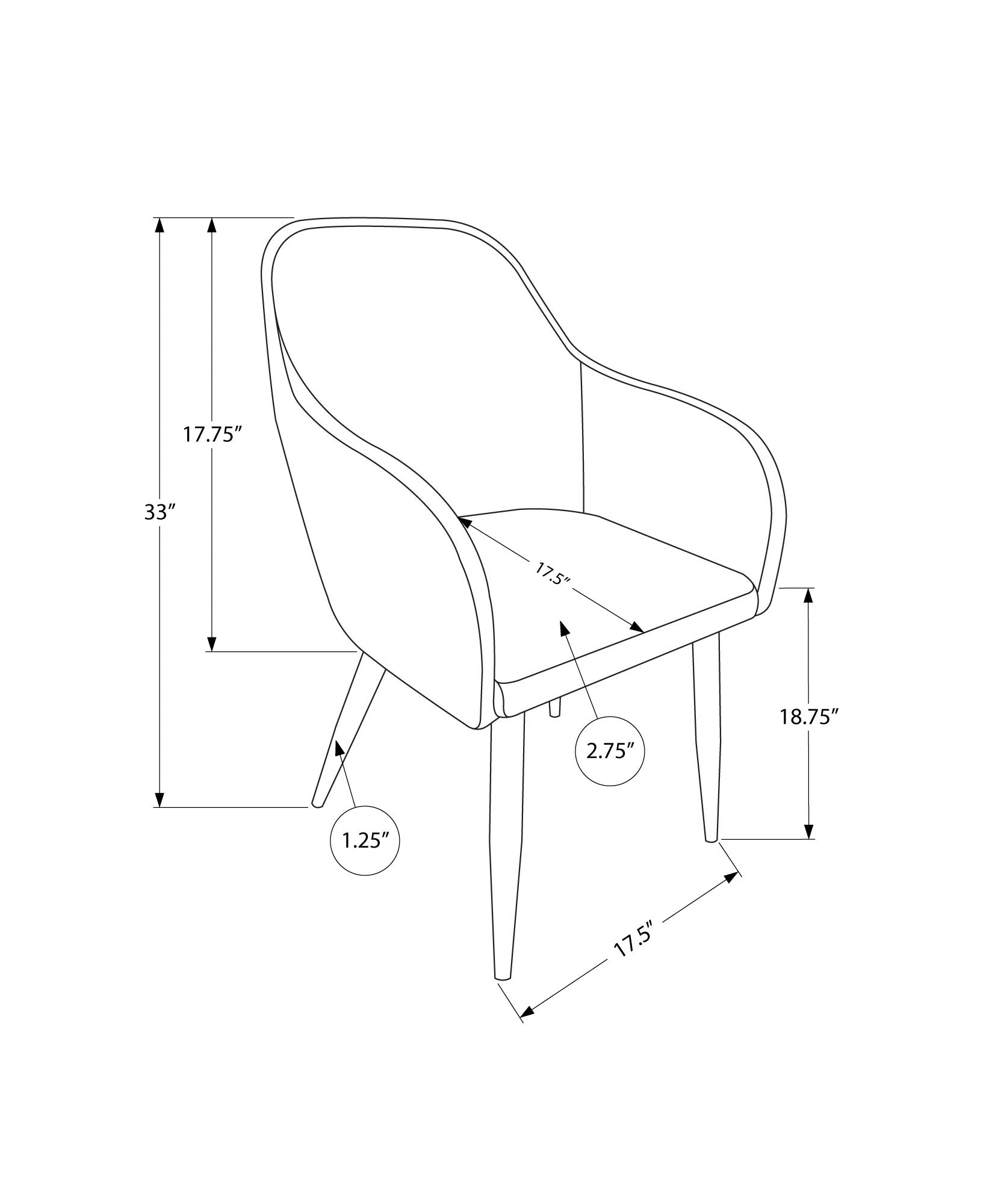 Dining Chair - 2Pcs / 33H / Black Leather-Look / Black