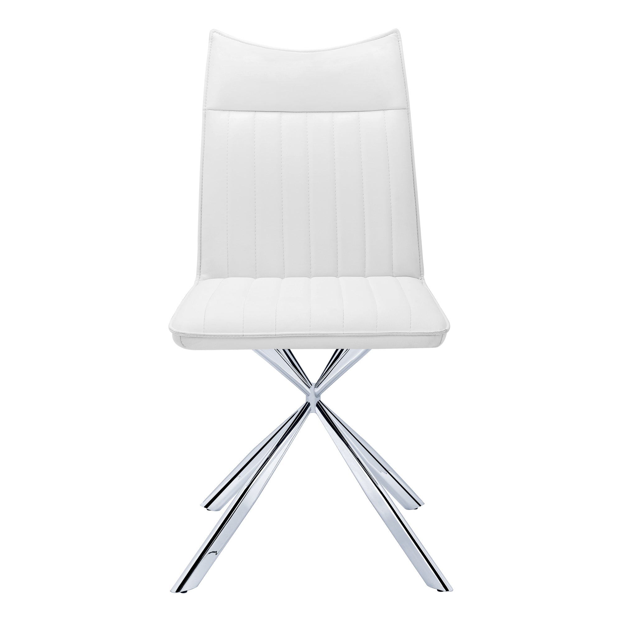Dining Chair - 2Pcs / 36H / White Leather-Look / Chrome