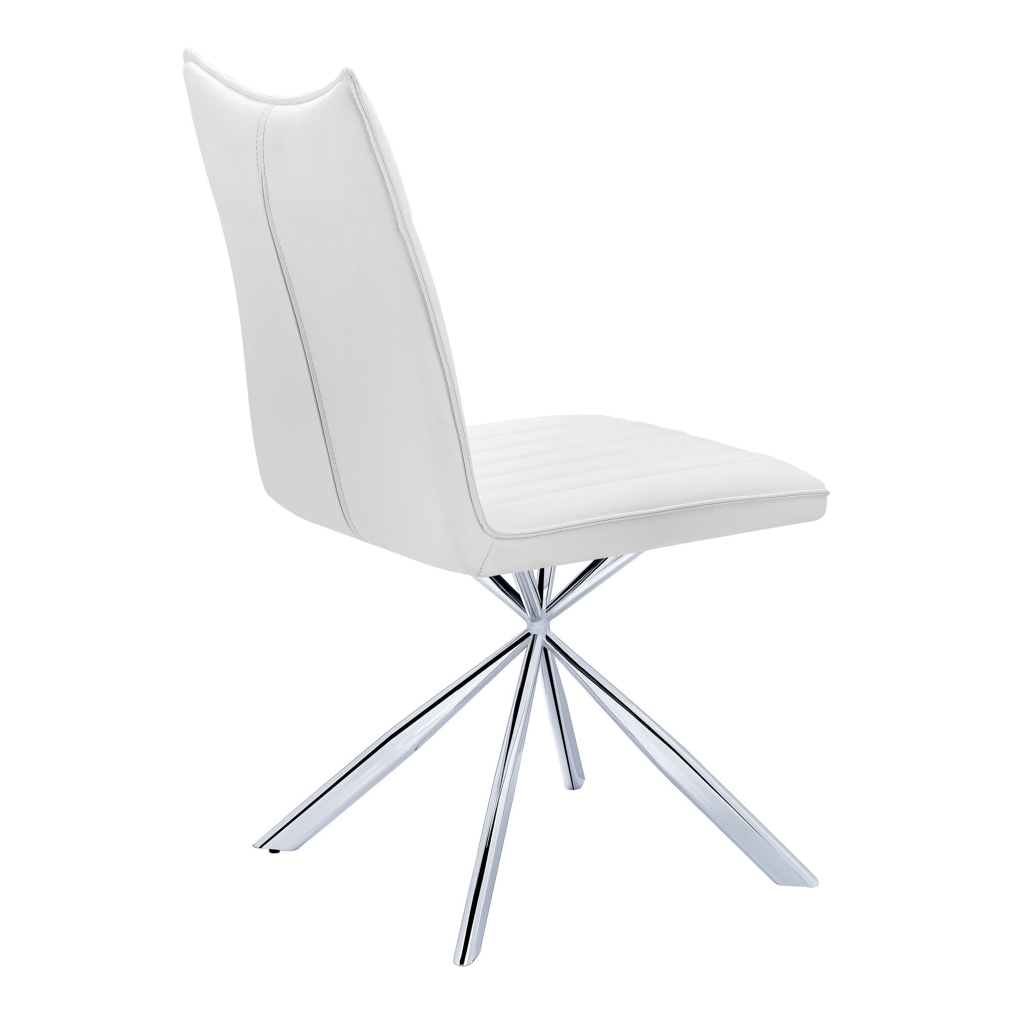 Dining Chair - 2Pcs / 36H / White Leather-Look / Chrome